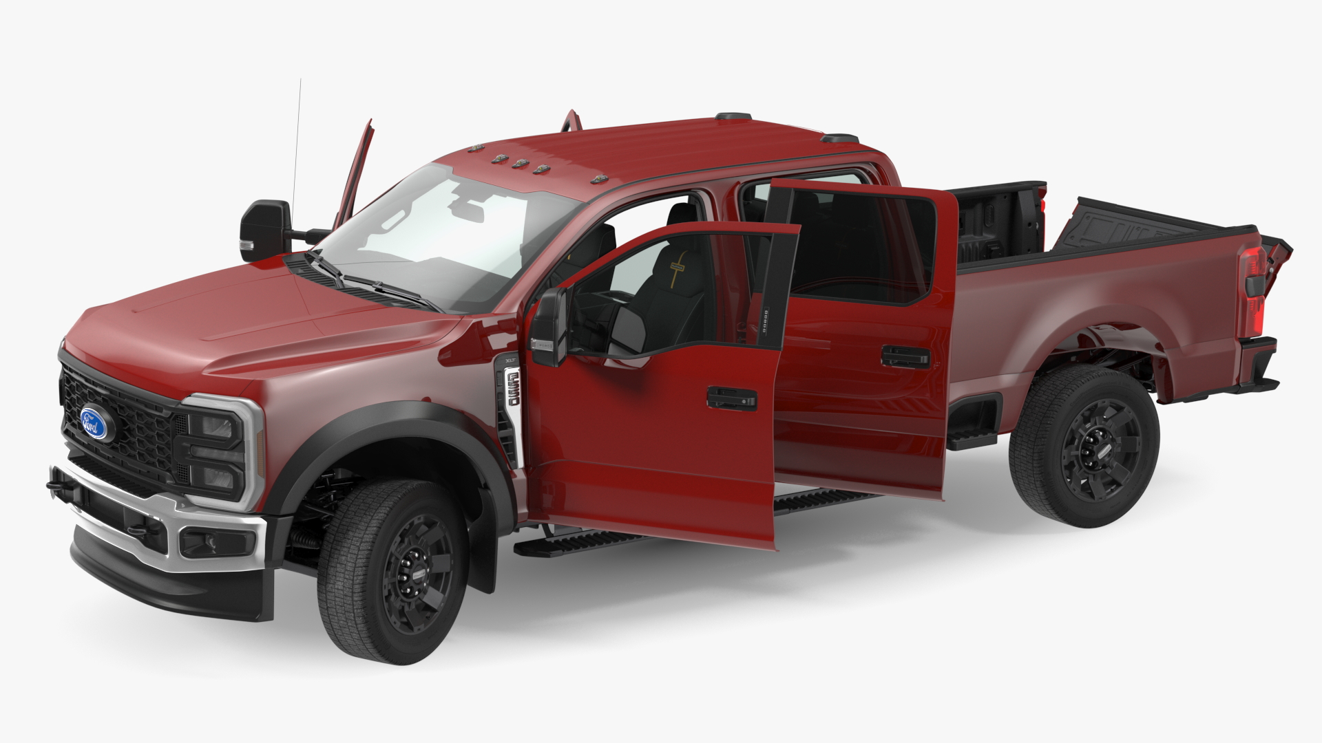 3D Ford Super Duty F550 Pickup Red Rigged model