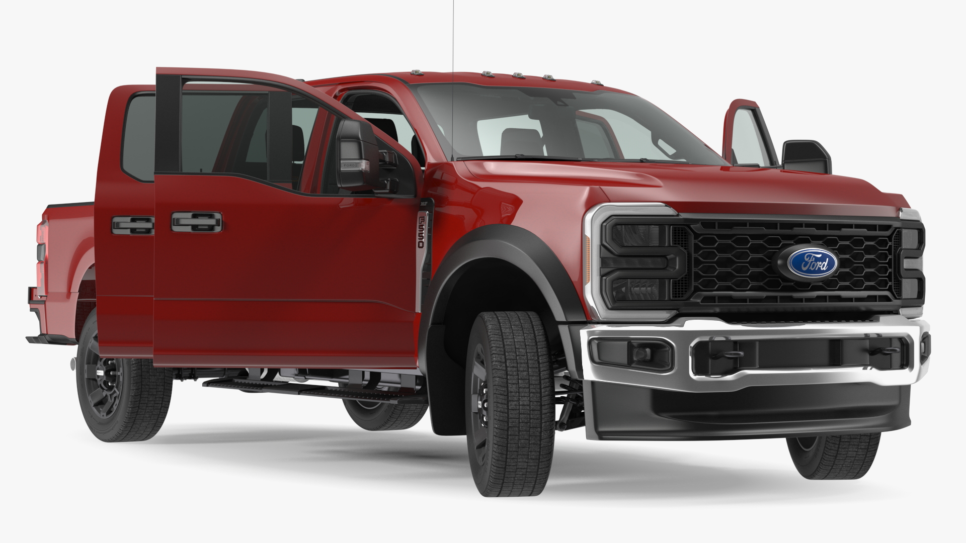 3D Ford Super Duty F550 Pickup Red Rigged model