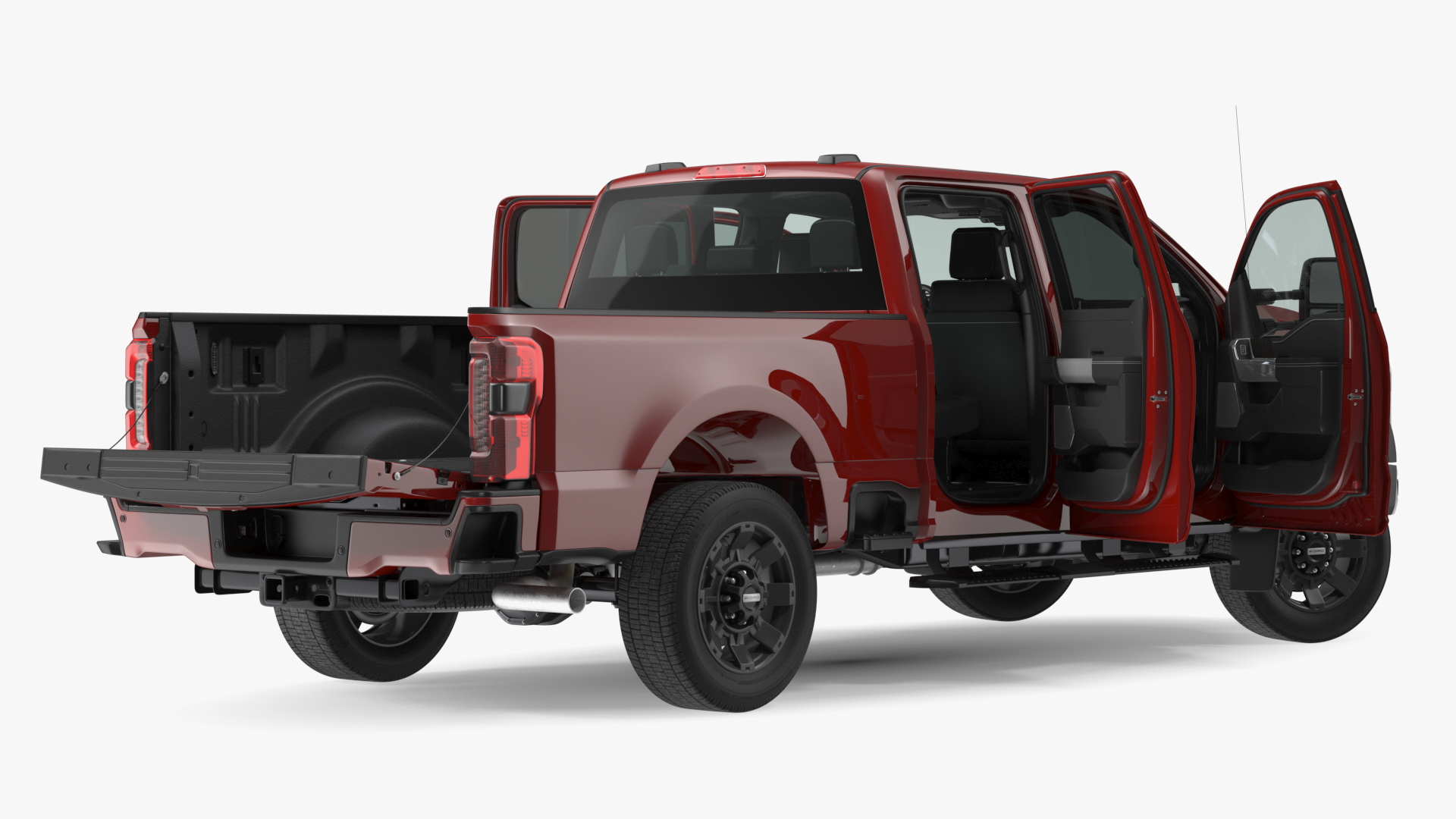 3D Ford Super Duty F550 Pickup Red Rigged model