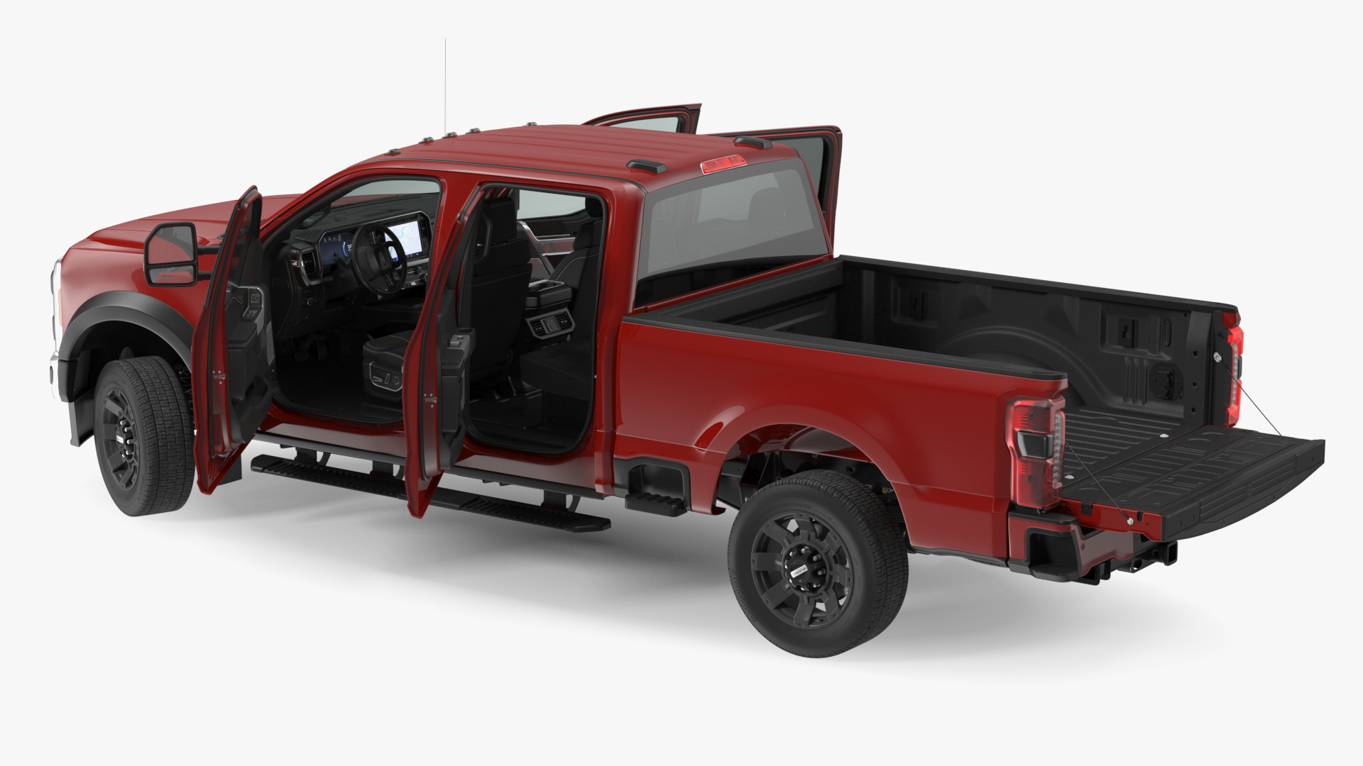 3D Ford Super Duty F550 Pickup Red Rigged model