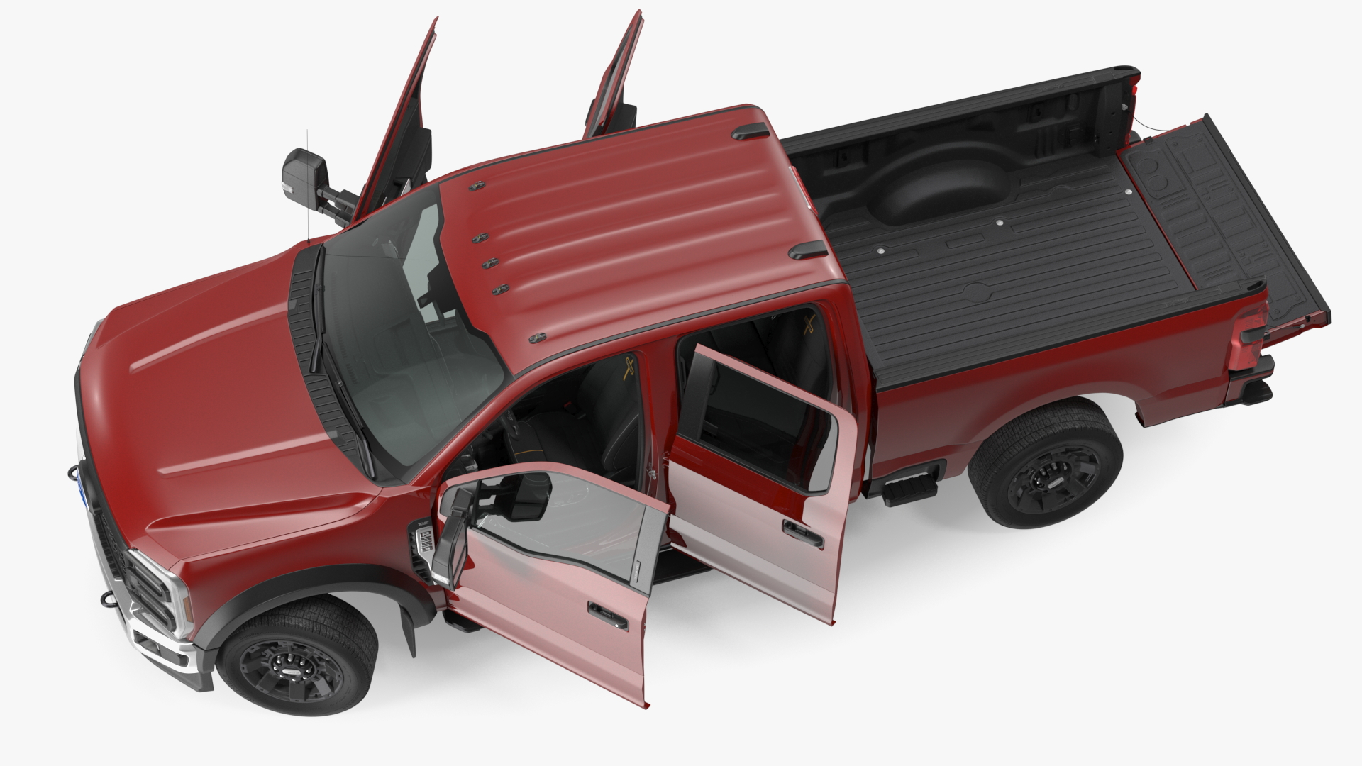 3D Ford Super Duty F550 Pickup Red Rigged model