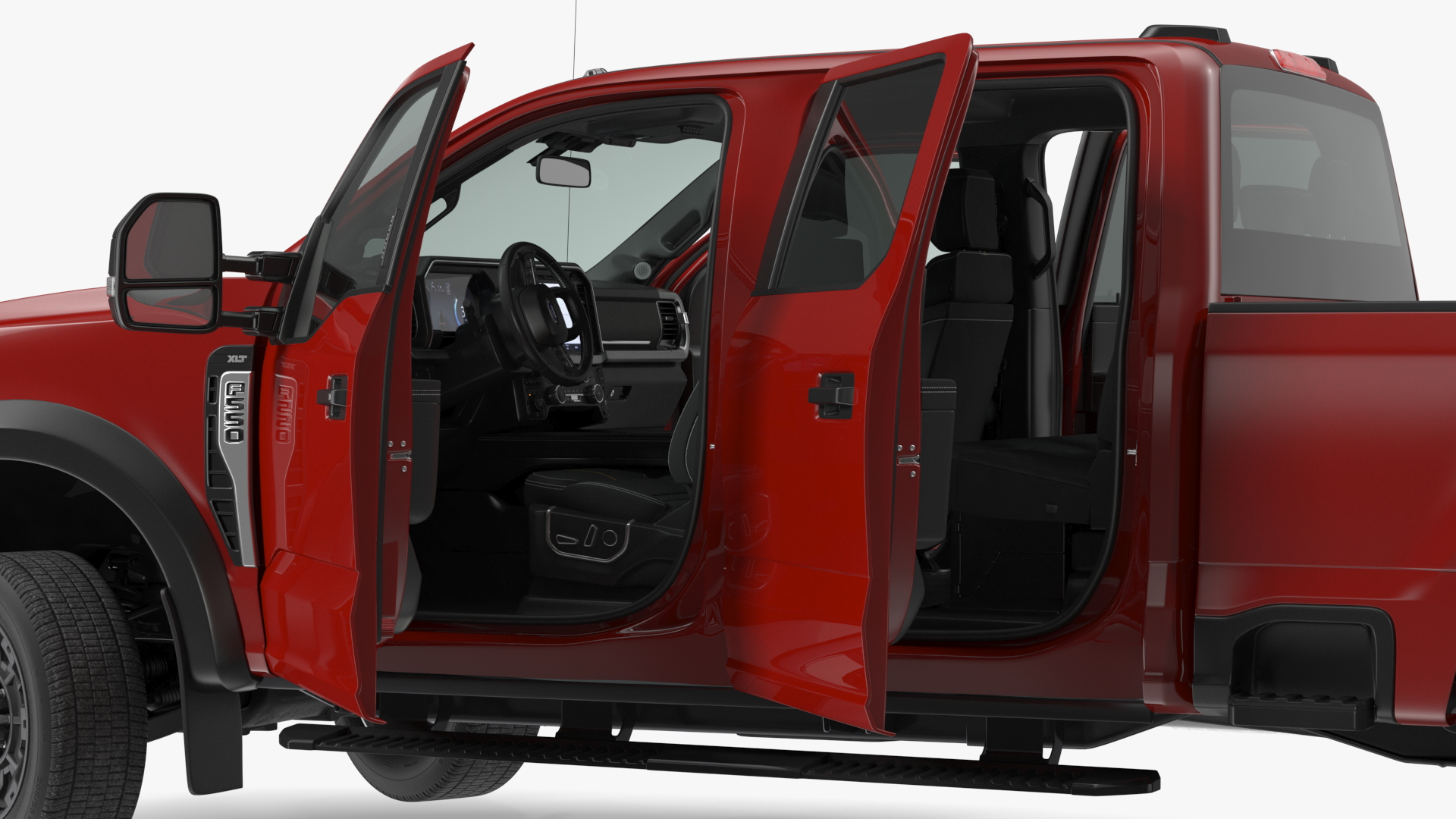 3D Ford Super Duty F550 Pickup Red Rigged model