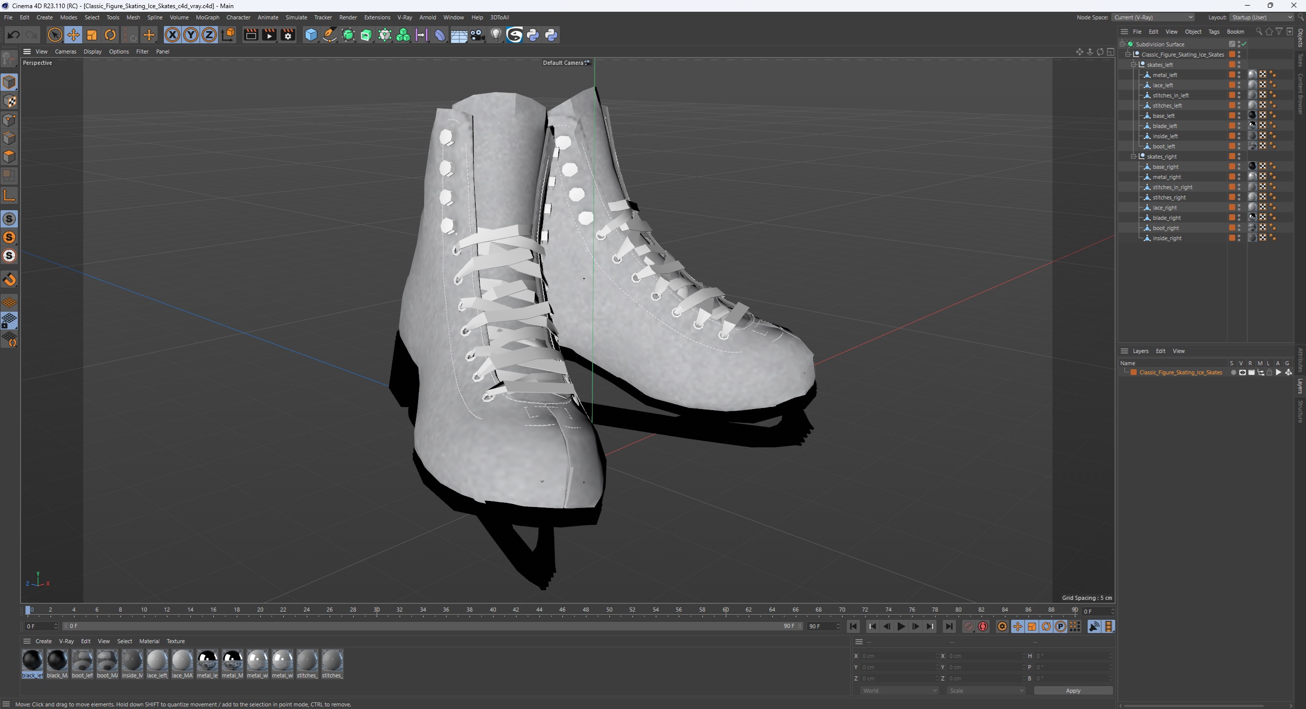 3D Classic Figure Skating Ice Skates model