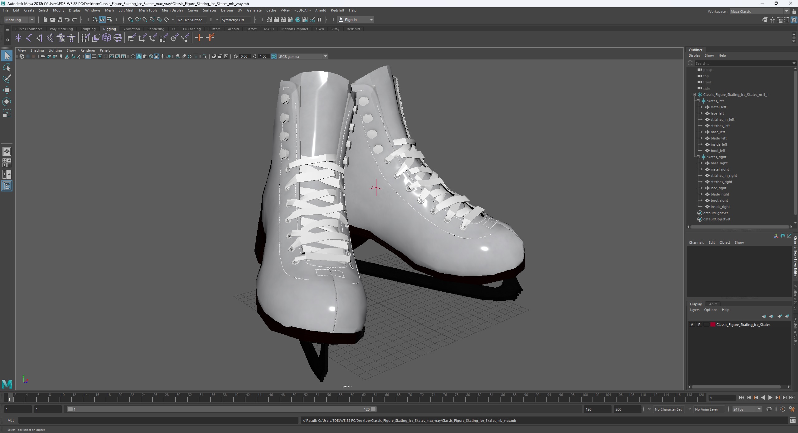 3D Classic Figure Skating Ice Skates model