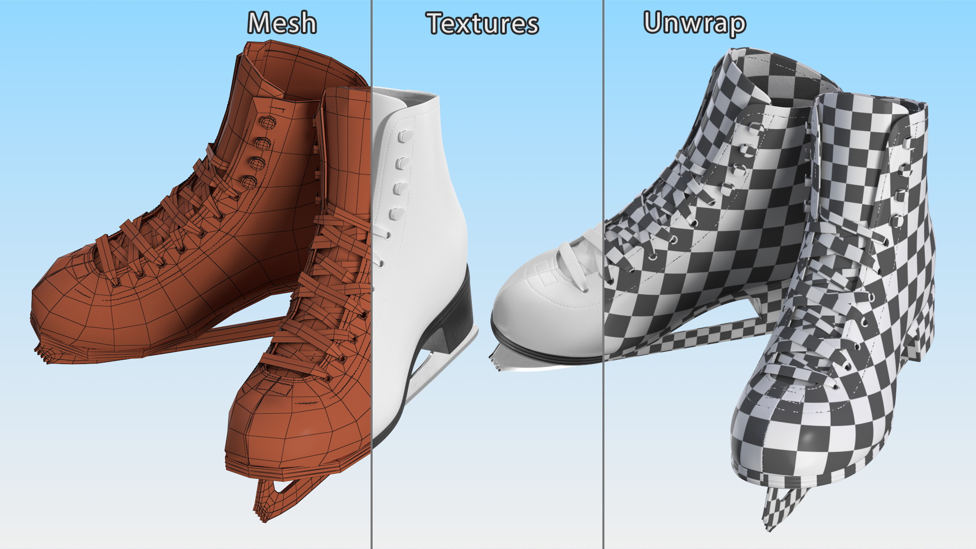 3D Classic Figure Skating Ice Skates model