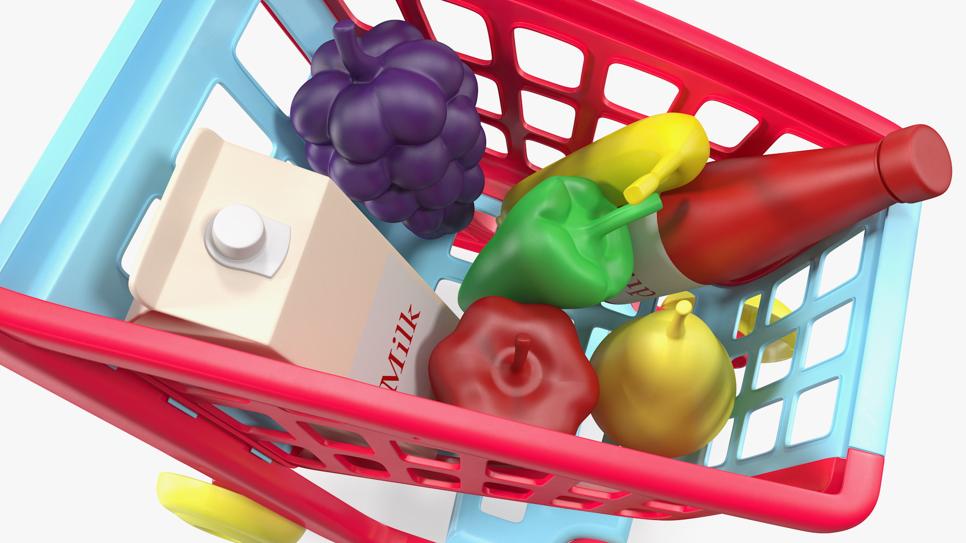 Children Shopping Cart with Grocery Food Toy 3D model