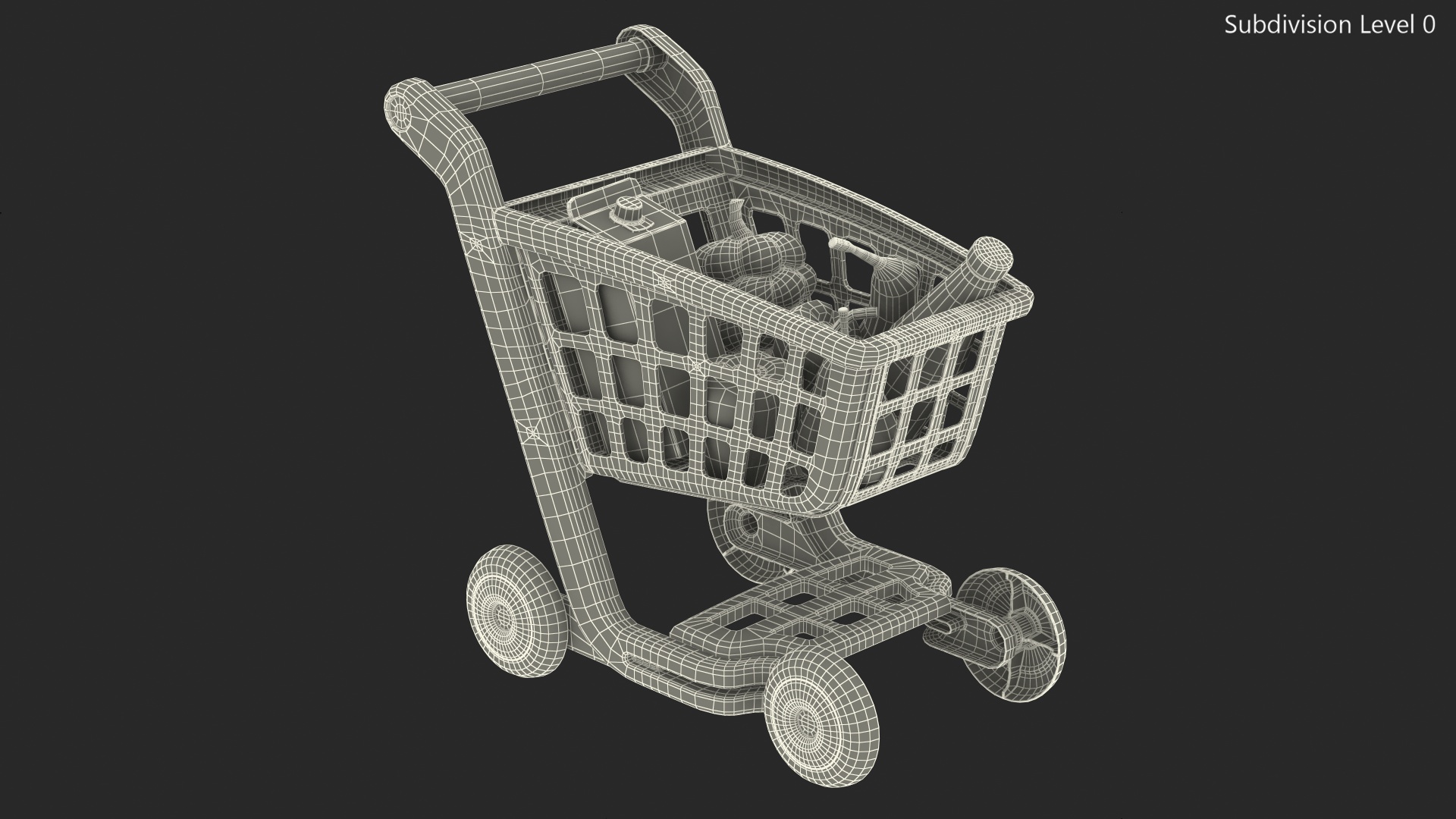 Children Shopping Cart with Grocery Food Toy 3D model