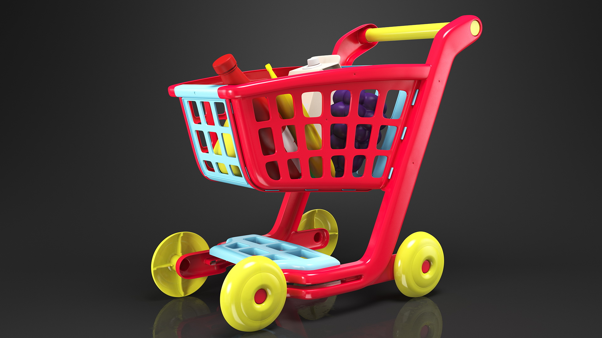 Children Shopping Cart with Grocery Food Toy 3D model
