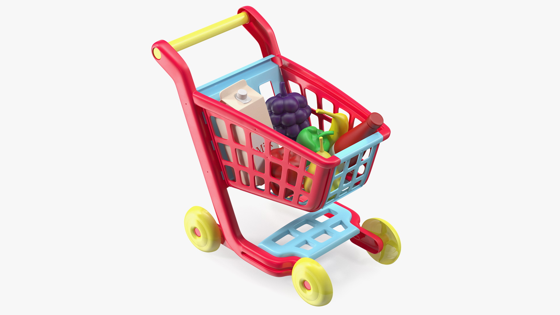 Children Shopping Cart with Grocery Food Toy 3D model