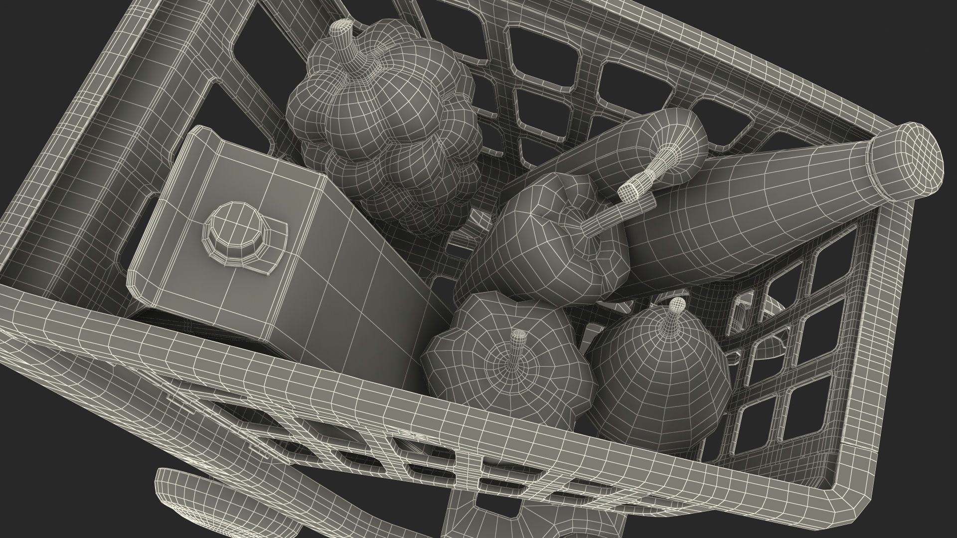 Children Shopping Cart with Grocery Food Toy 3D model