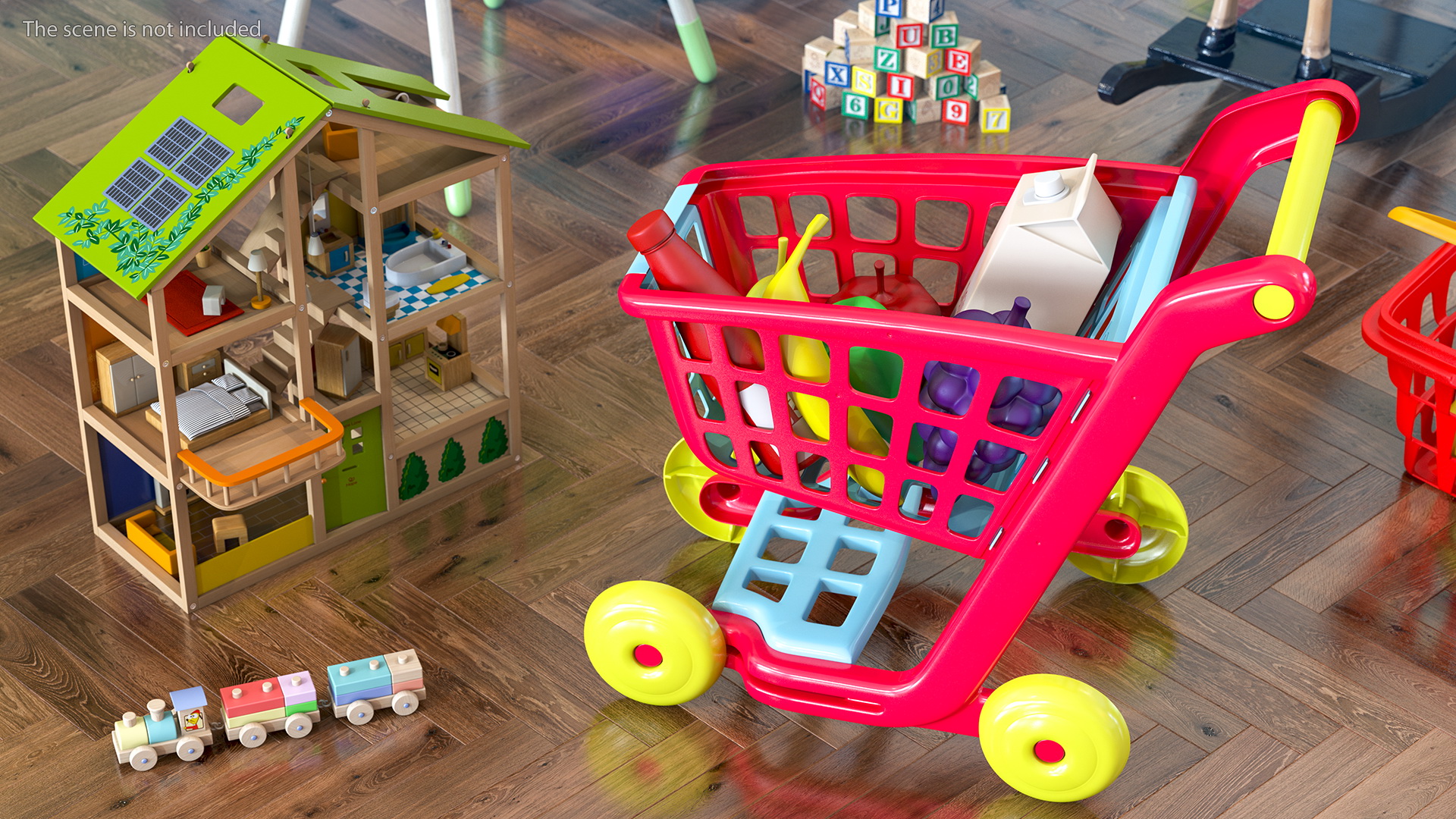 Children Shopping Cart with Grocery Food Toy 3D model