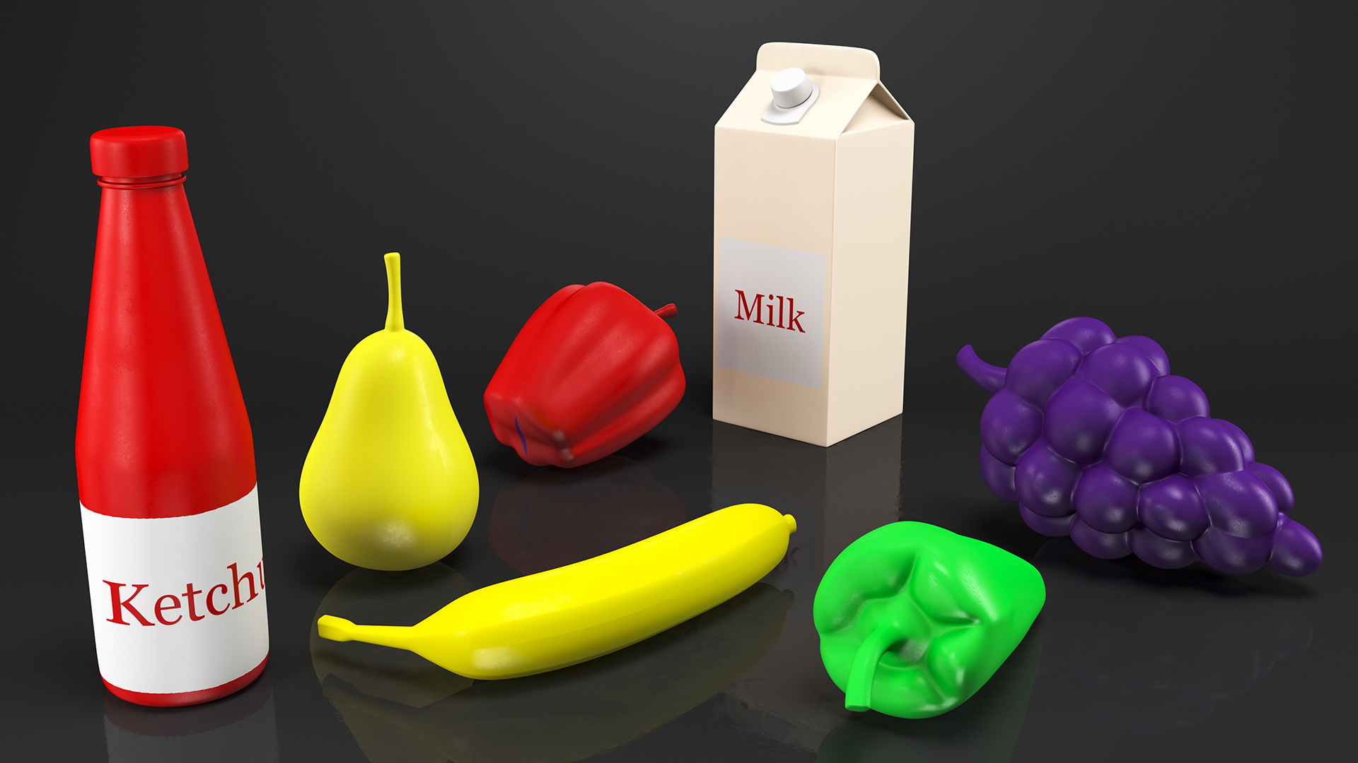 Children Shopping Cart with Grocery Food Toy 3D model