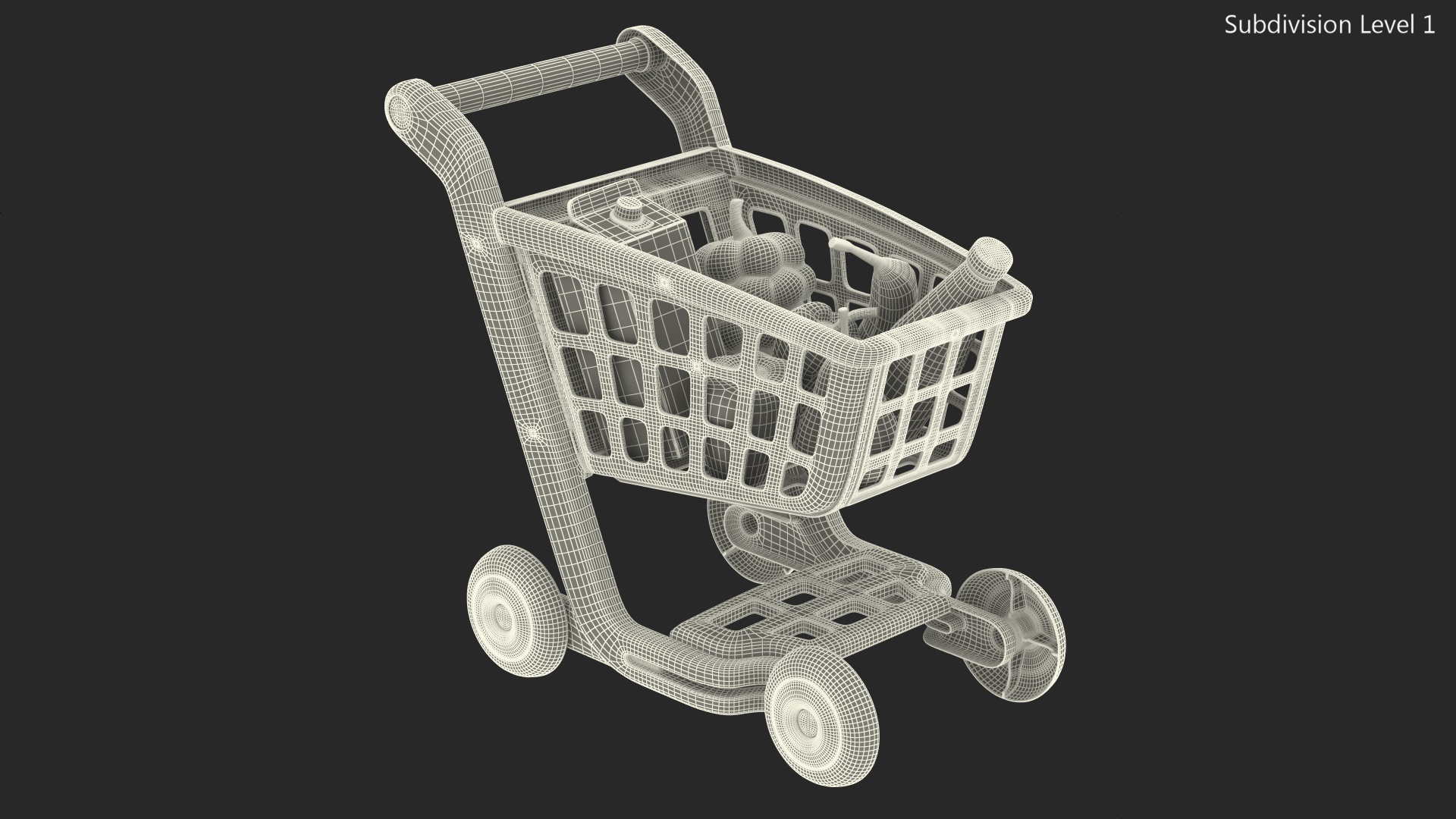 Children Shopping Cart with Grocery Food Toy 3D model