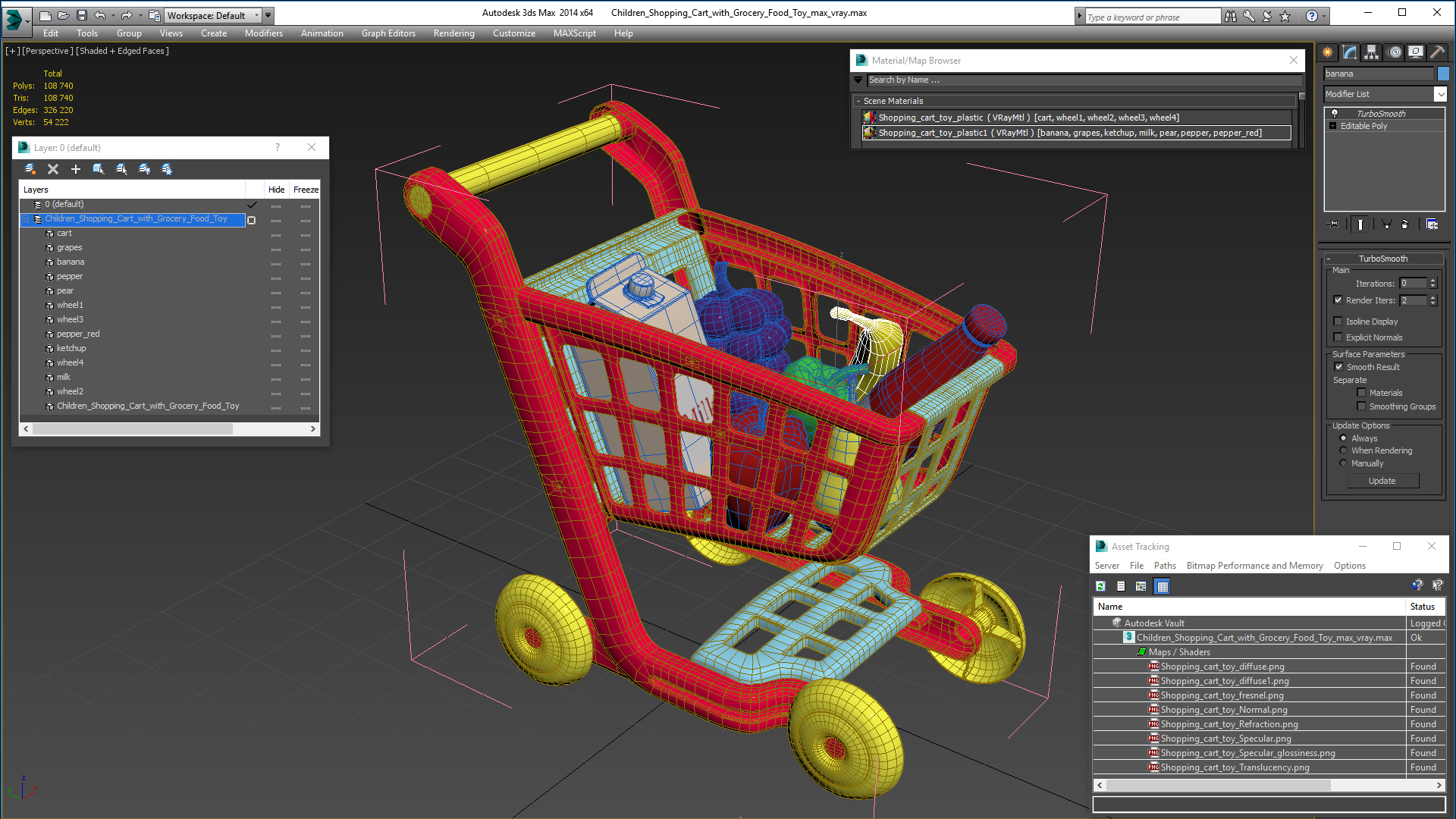 Children Shopping Cart with Grocery Food Toy 3D model