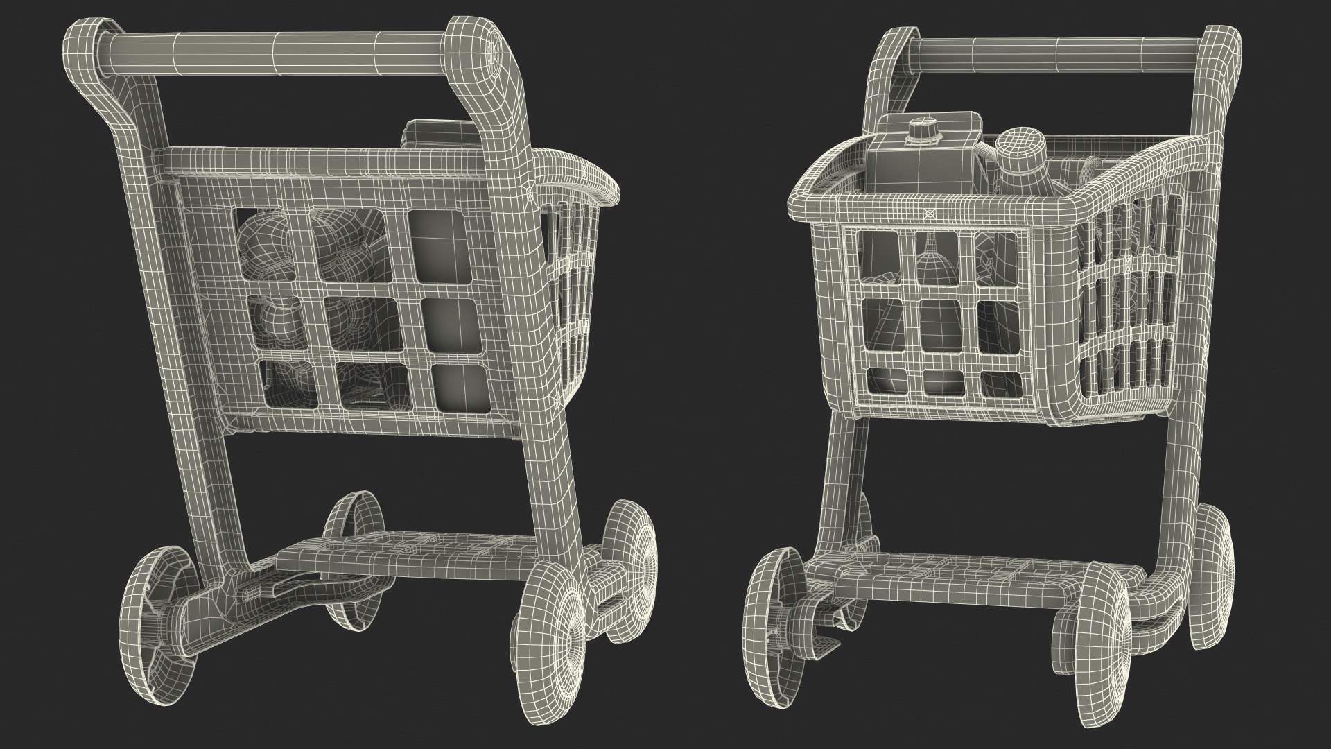 Children Shopping Cart with Grocery Food Toy 3D model