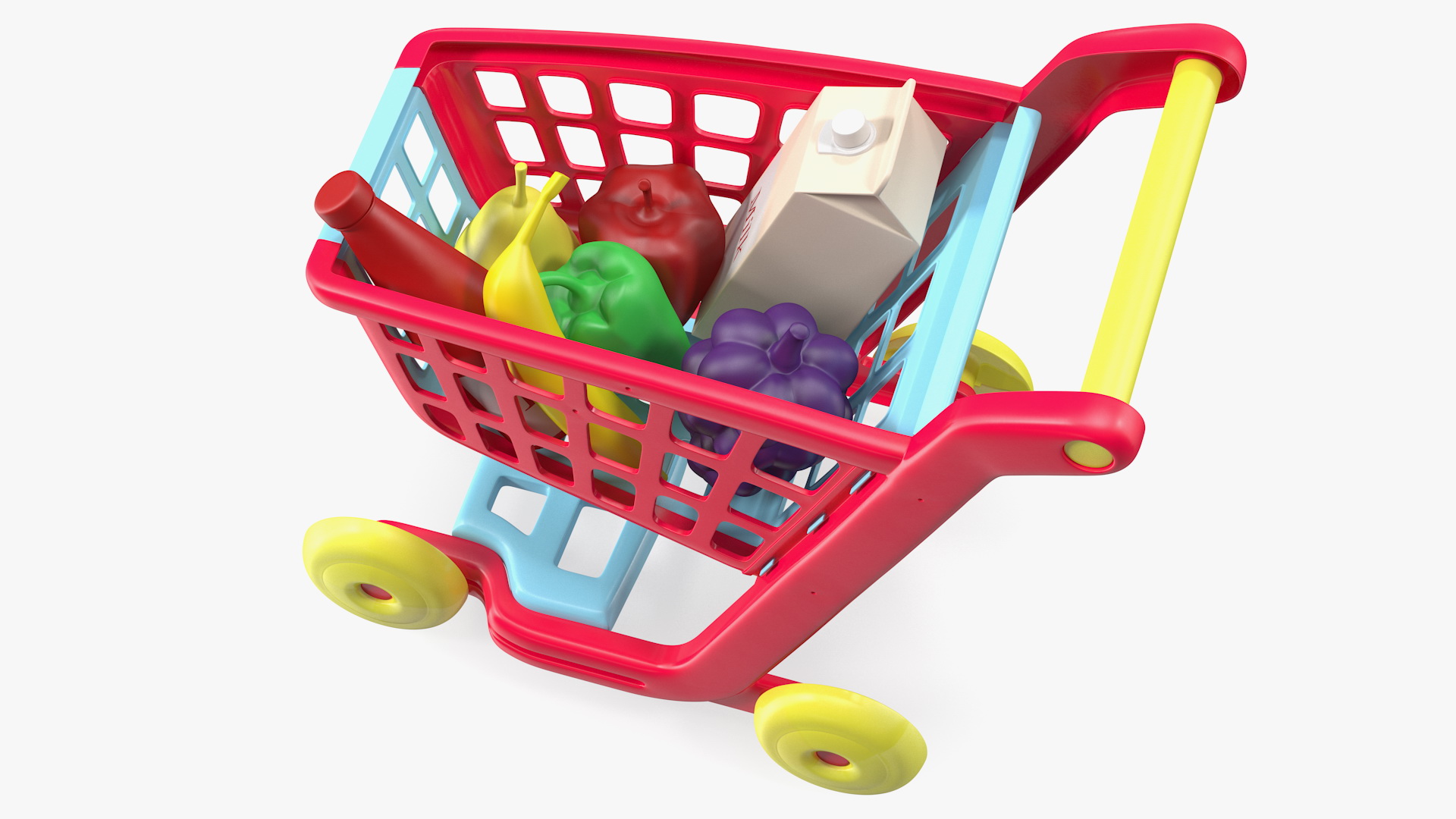 Children Shopping Cart with Grocery Food Toy 3D model