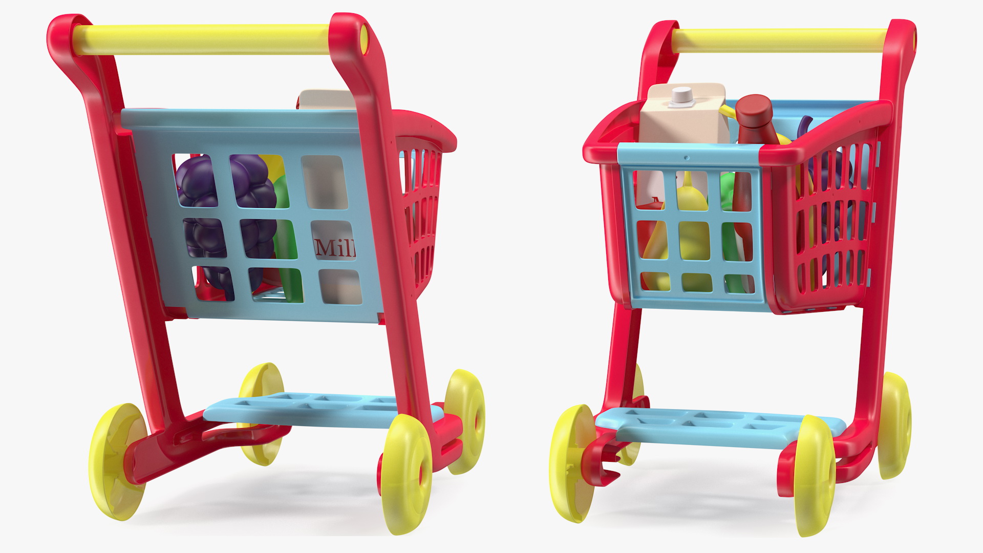 Children Shopping Cart with Grocery Food Toy 3D model