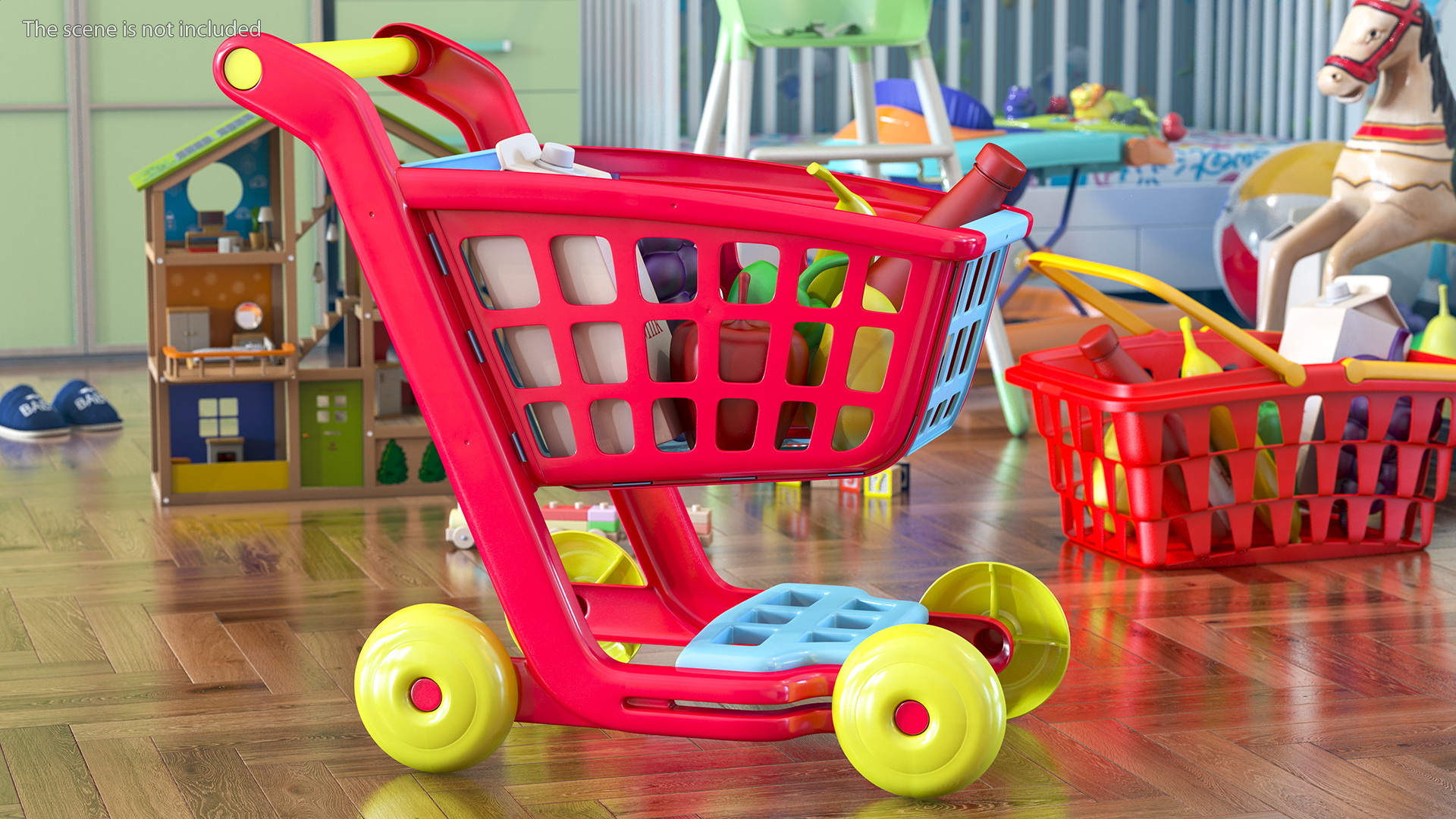 Children Shopping Cart with Grocery Food Toy 3D model