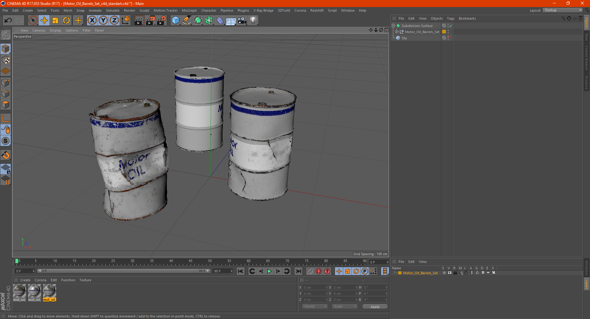 3D Motor Oil Barrels Set