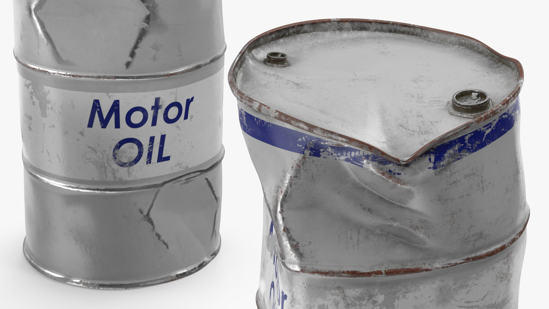 3D Motor Oil Barrels Set