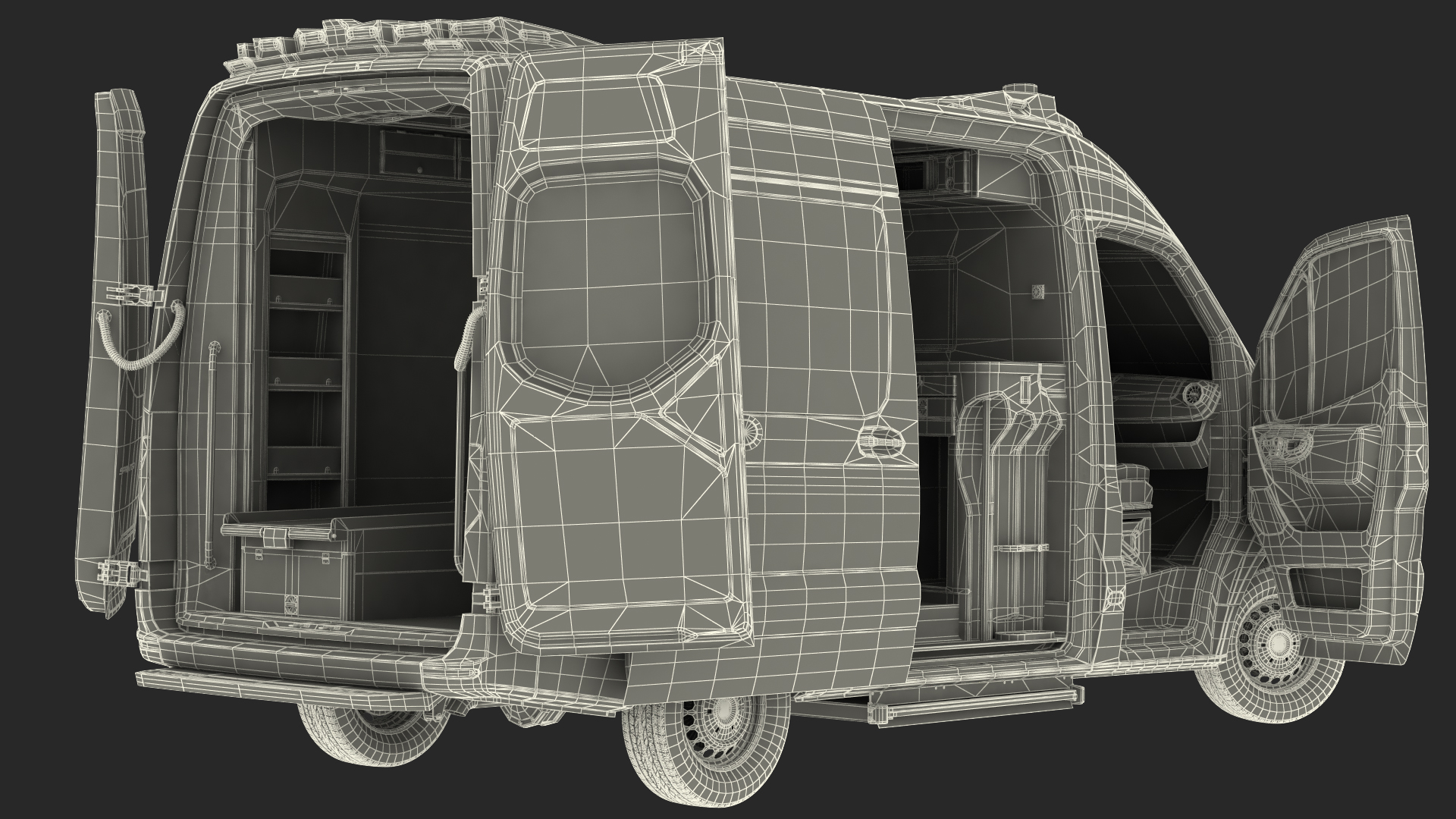 3D Meredes Benz Sprinter Emergency Ambulance Rigged model