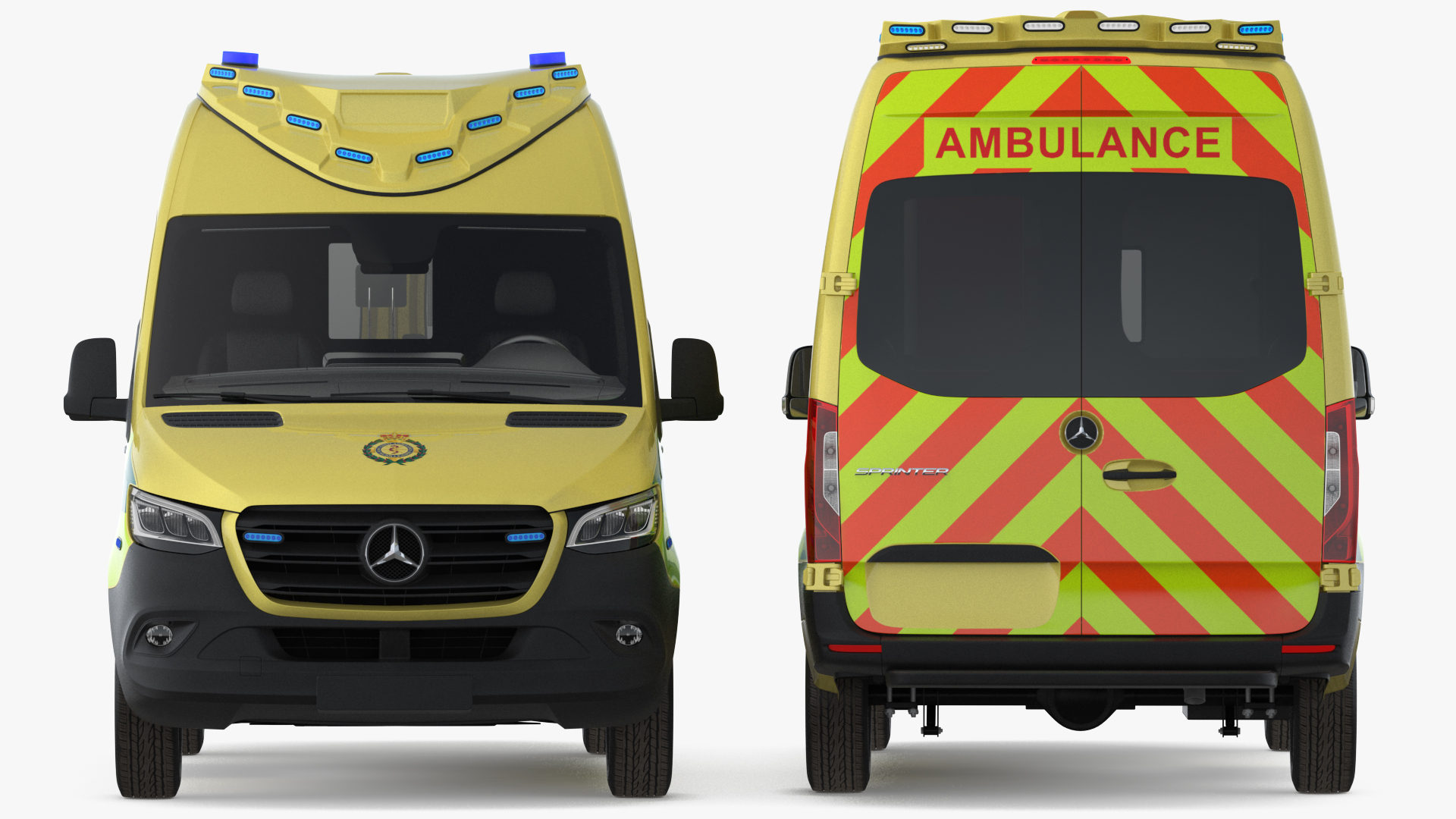 3D Meredes Benz Sprinter Emergency Ambulance Rigged model