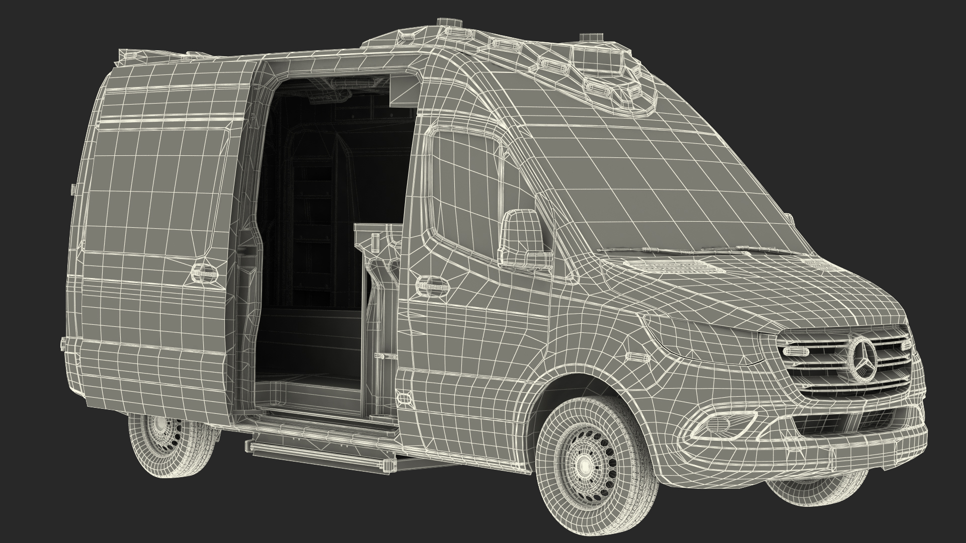 3D Meredes Benz Sprinter Emergency Ambulance Rigged model