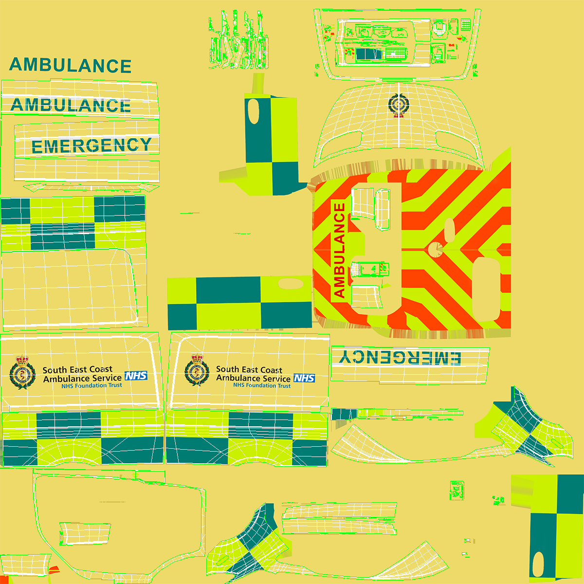 3D Meredes Benz Sprinter Emergency Ambulance Rigged model
