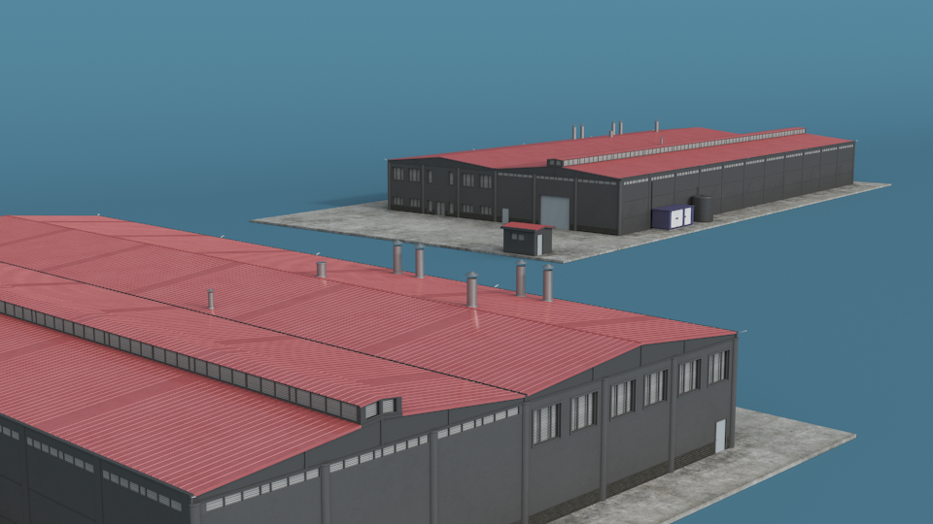 3D Industrial Large Factory Building model