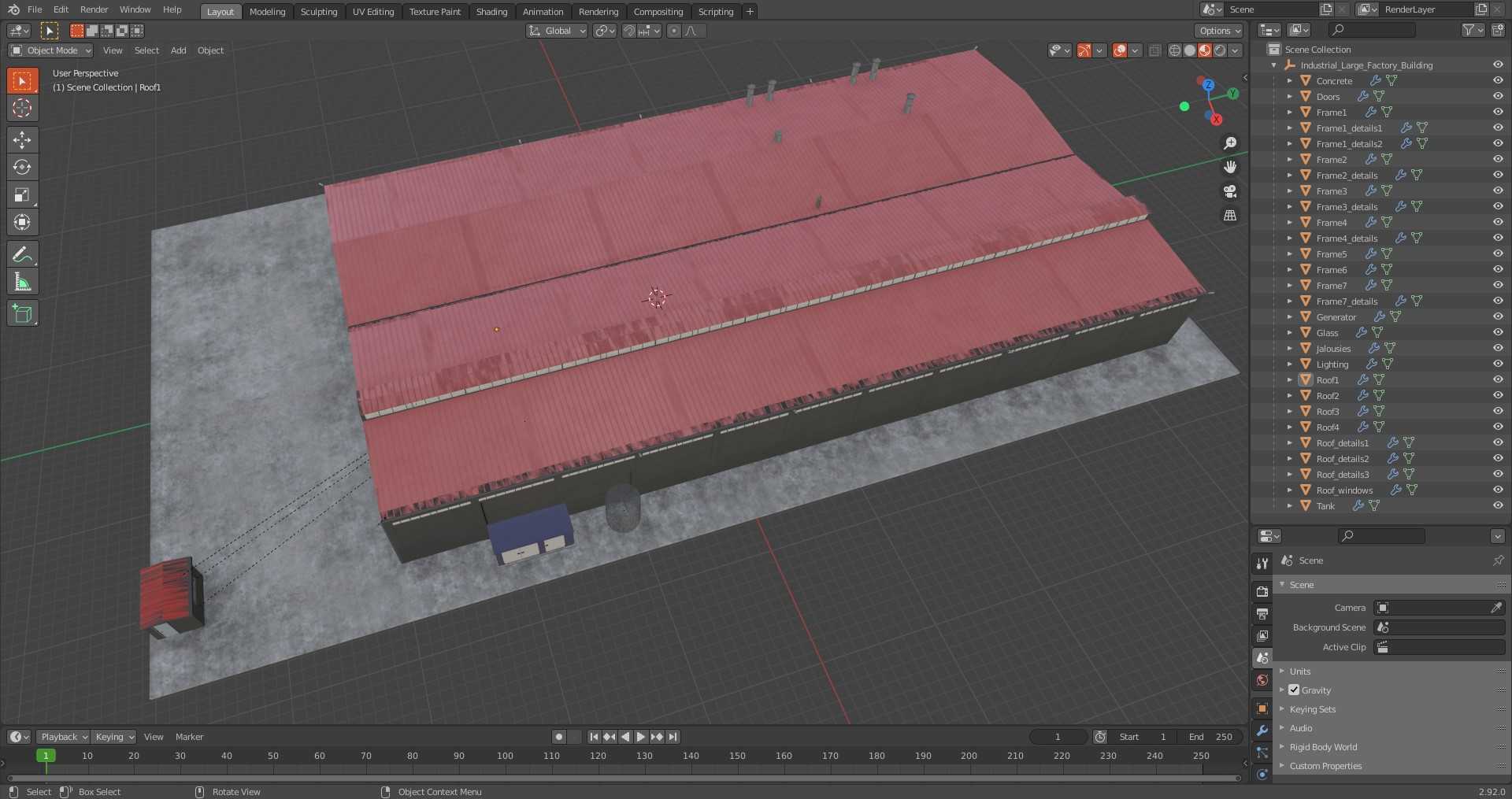 3D Industrial Large Factory Building model