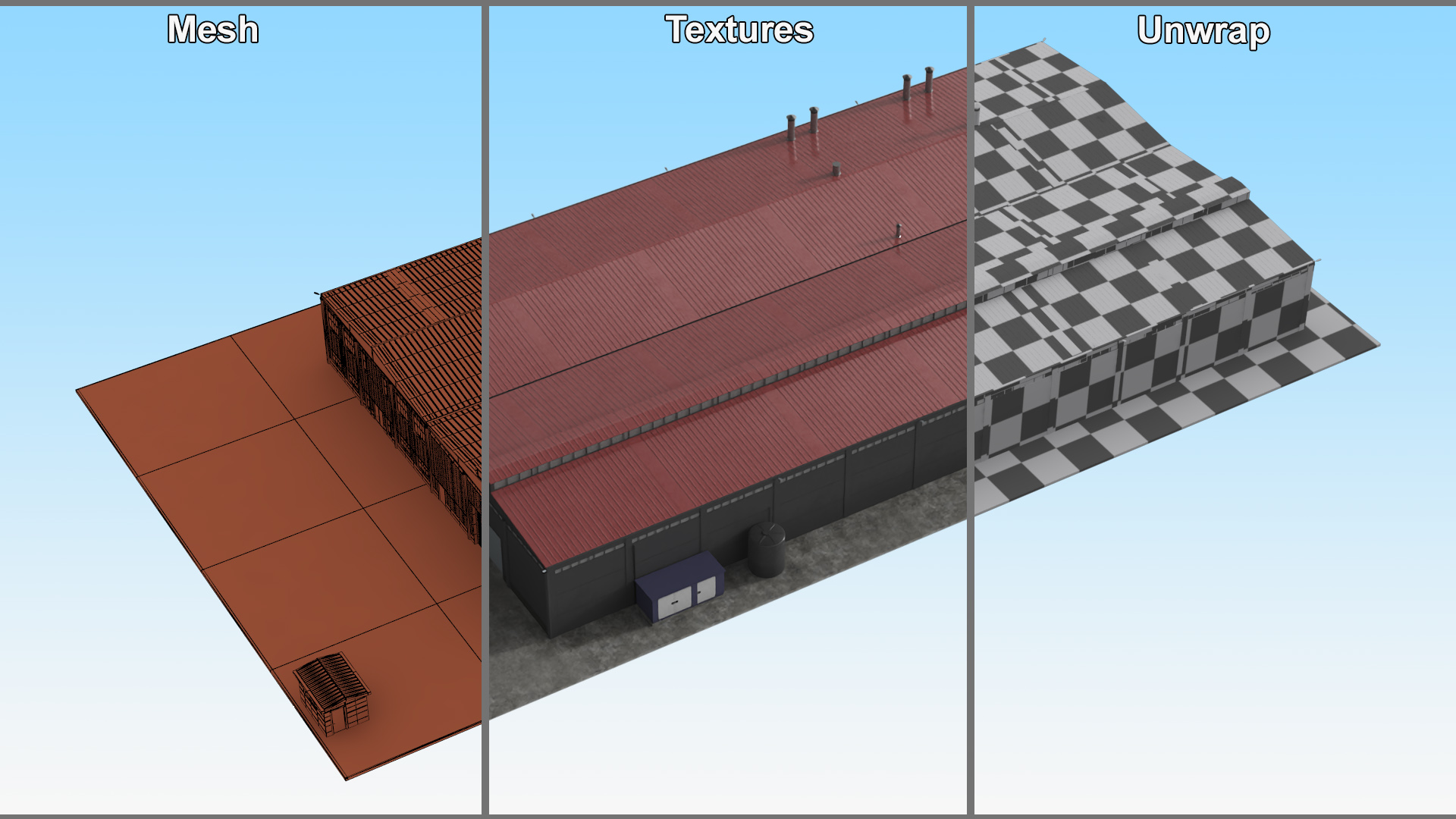 3D Industrial Large Factory Building model