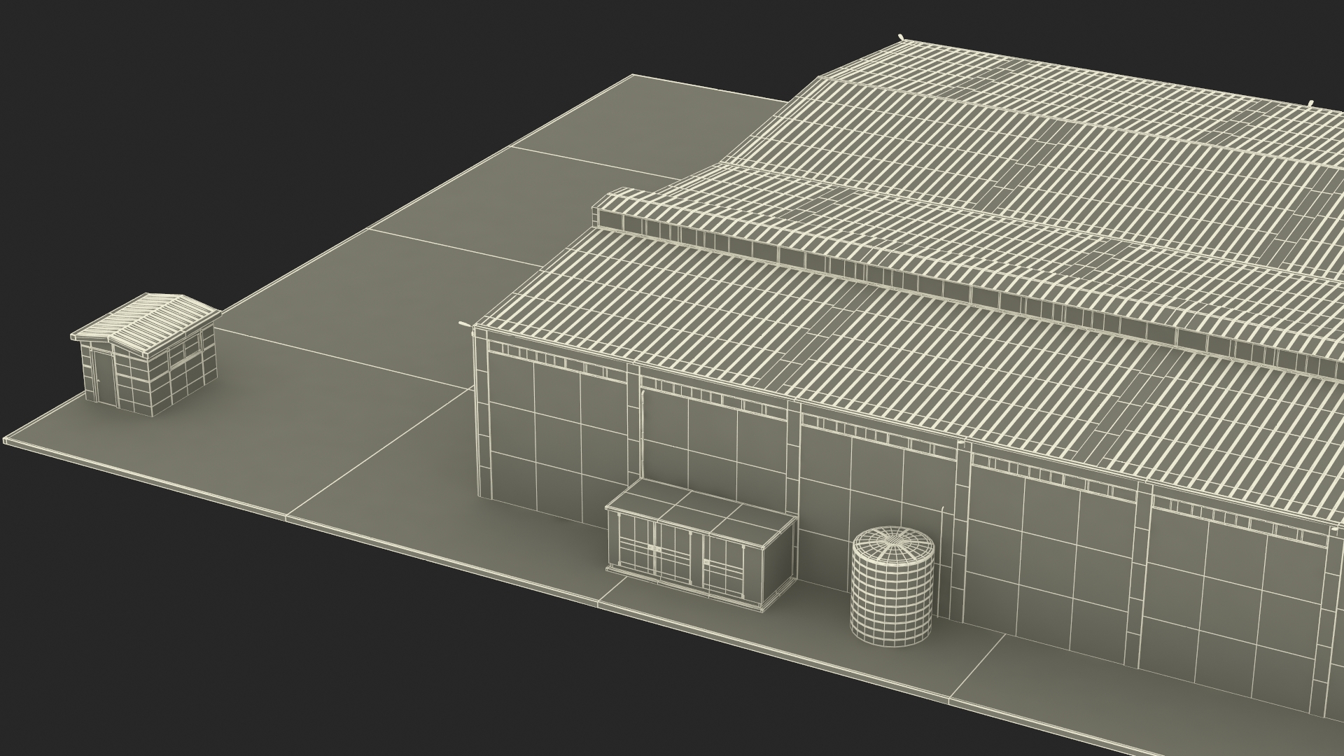 3D Industrial Large Factory Building model