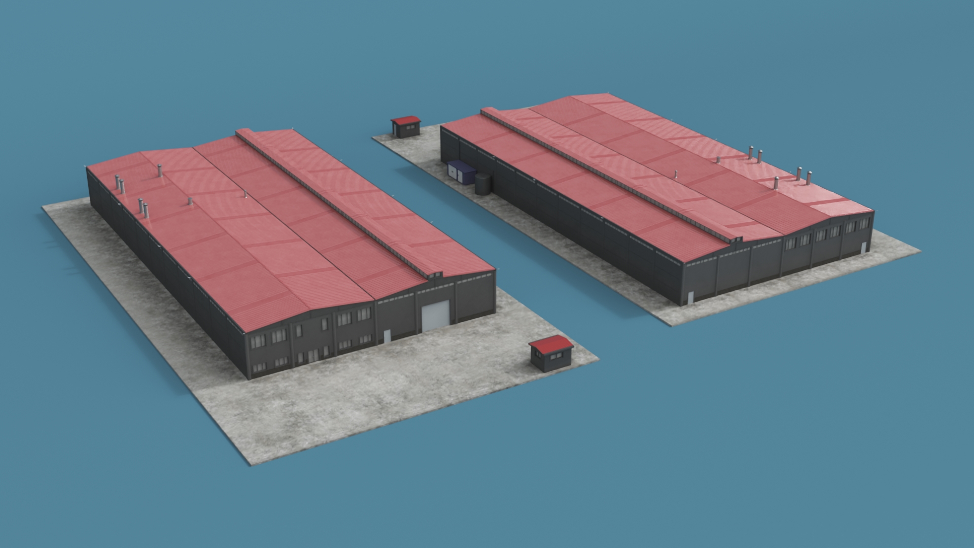 3D Industrial Large Factory Building model