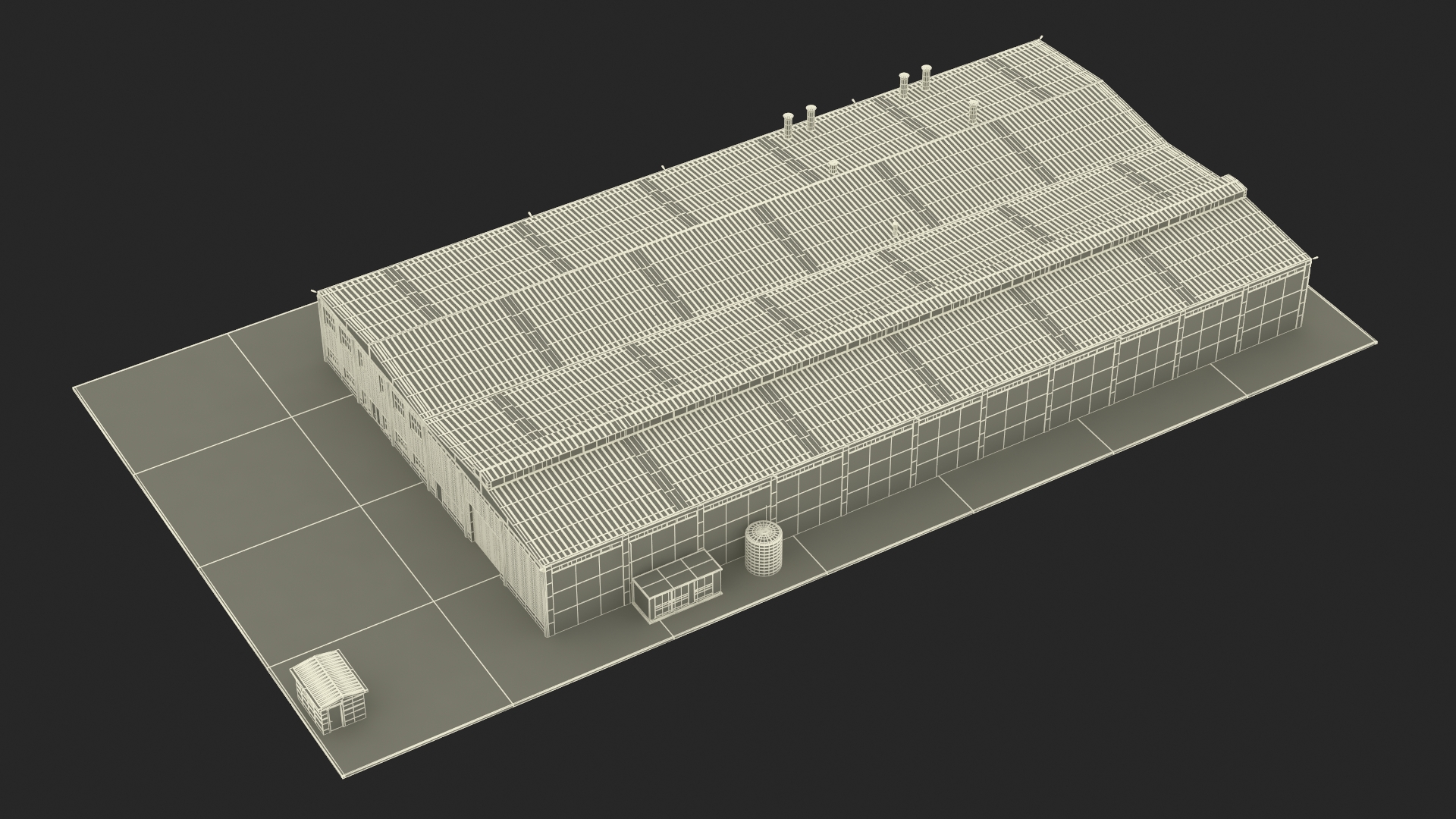 3D Industrial Large Factory Building model