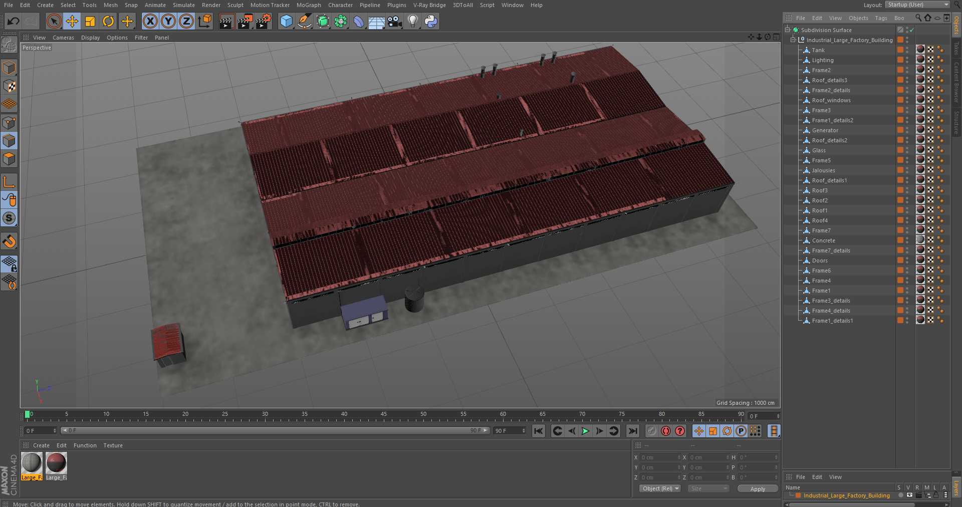 3D Industrial Large Factory Building model