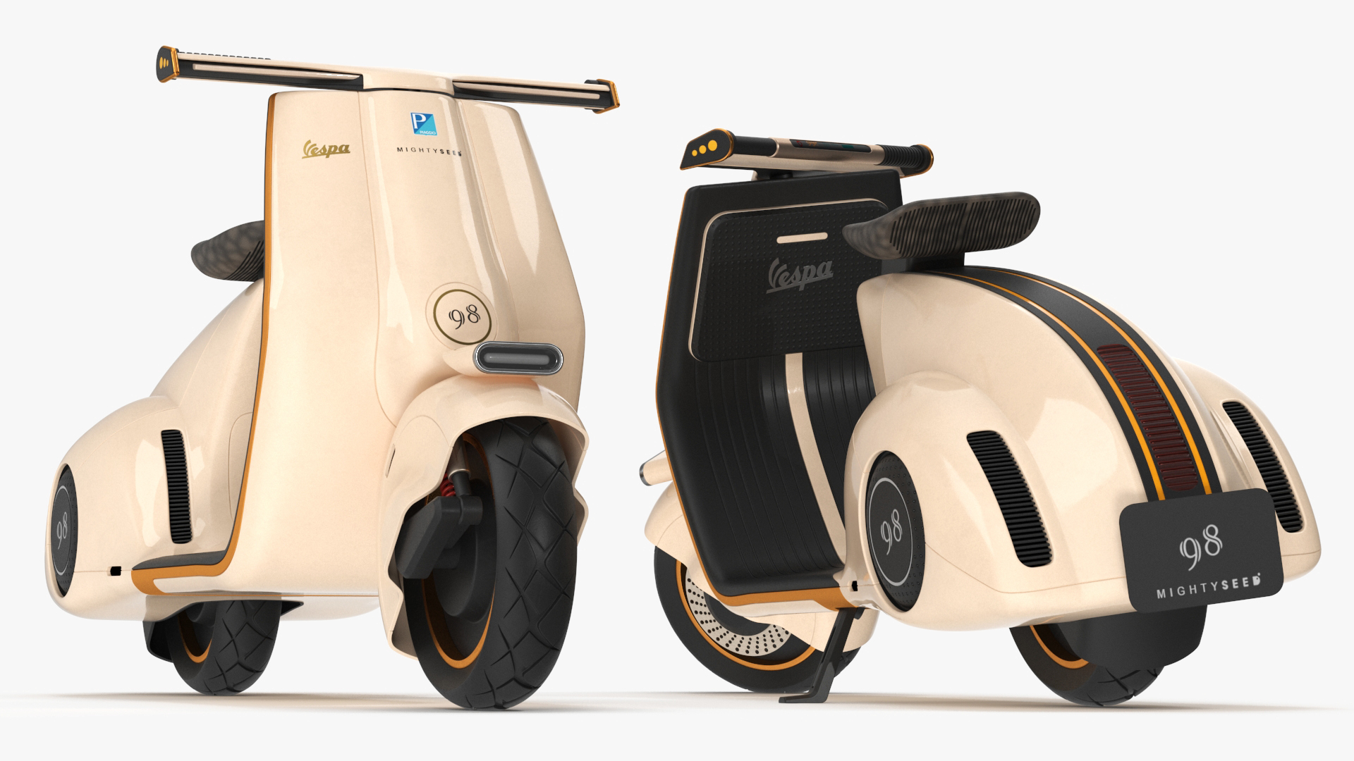 3D Concept Electric Scooter Vespa 98 Beige Rigged