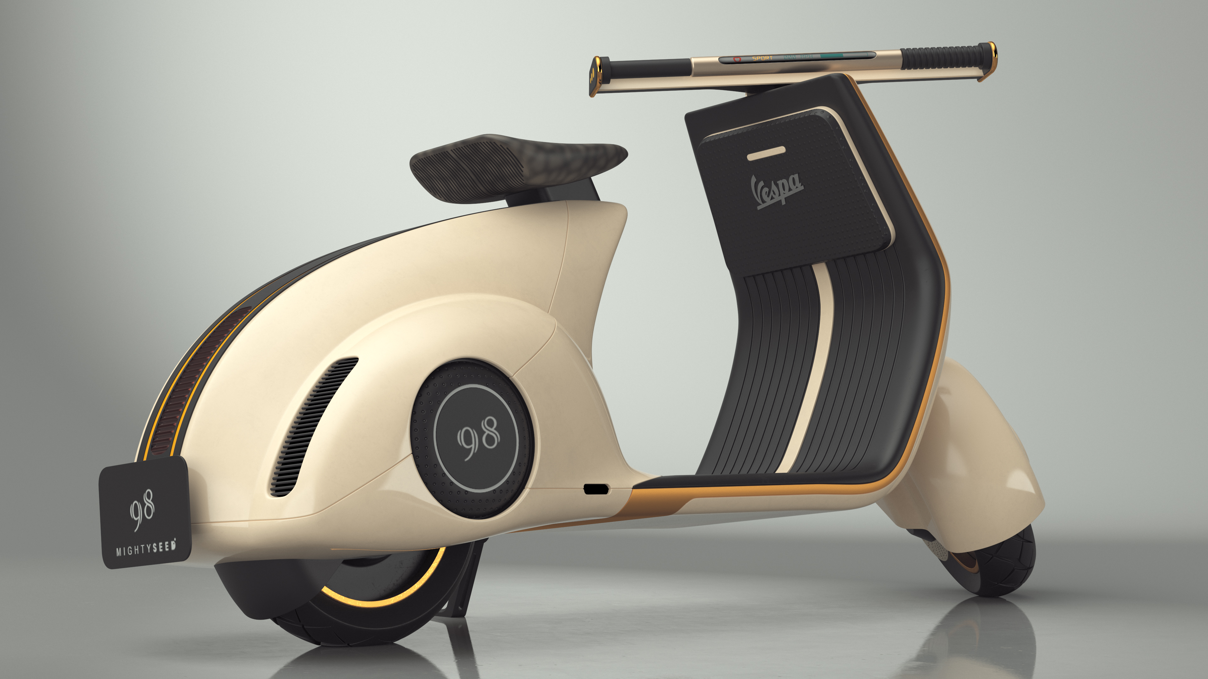 3D Concept Electric Scooter Vespa 98 Beige Rigged