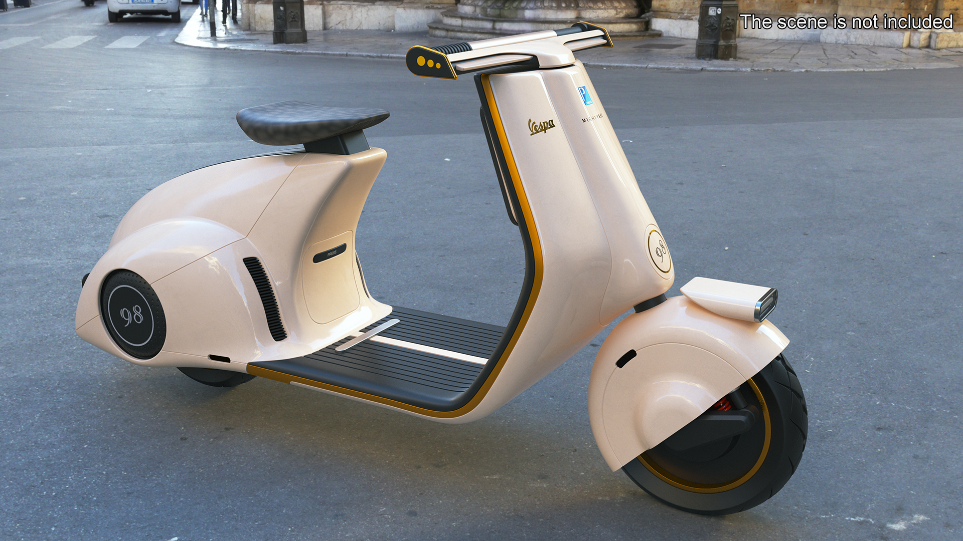 3D Concept Electric Scooter Vespa 98 Beige Rigged
