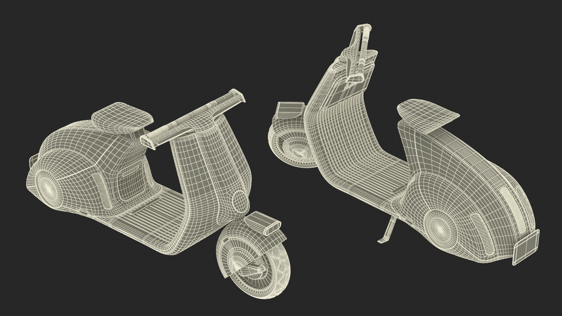 3D Concept Electric Scooter Vespa 98 Beige Rigged