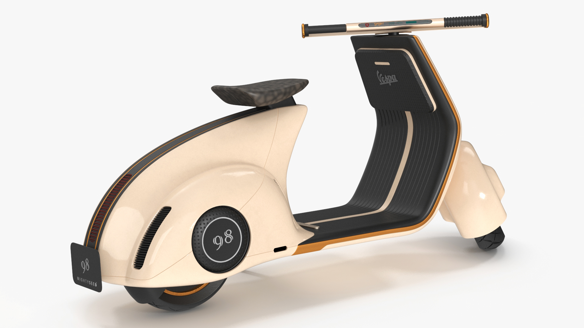 3D Concept Electric Scooter Vespa 98 Beige Rigged