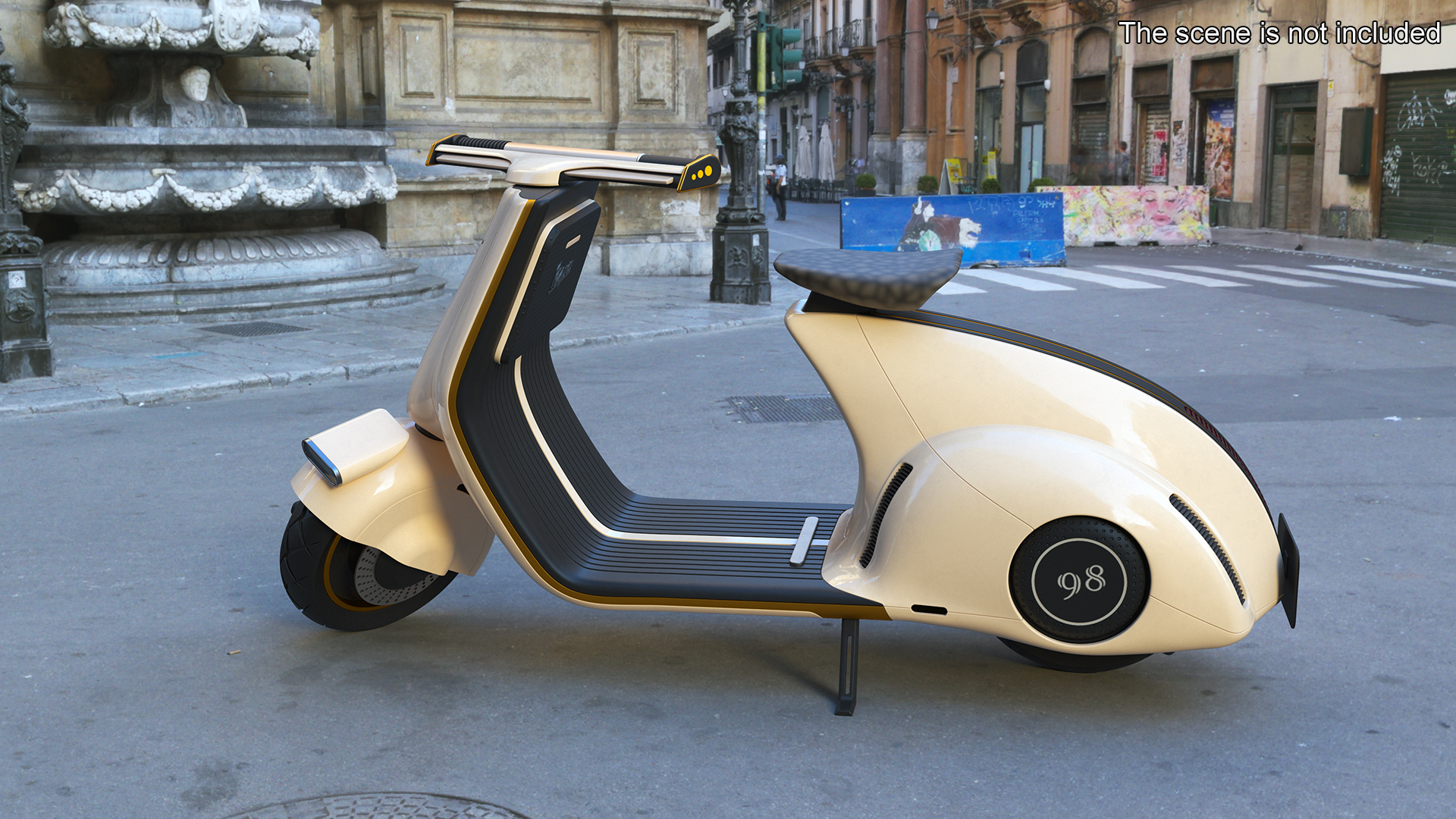 3D Concept Electric Scooter Vespa 98 Beige Rigged