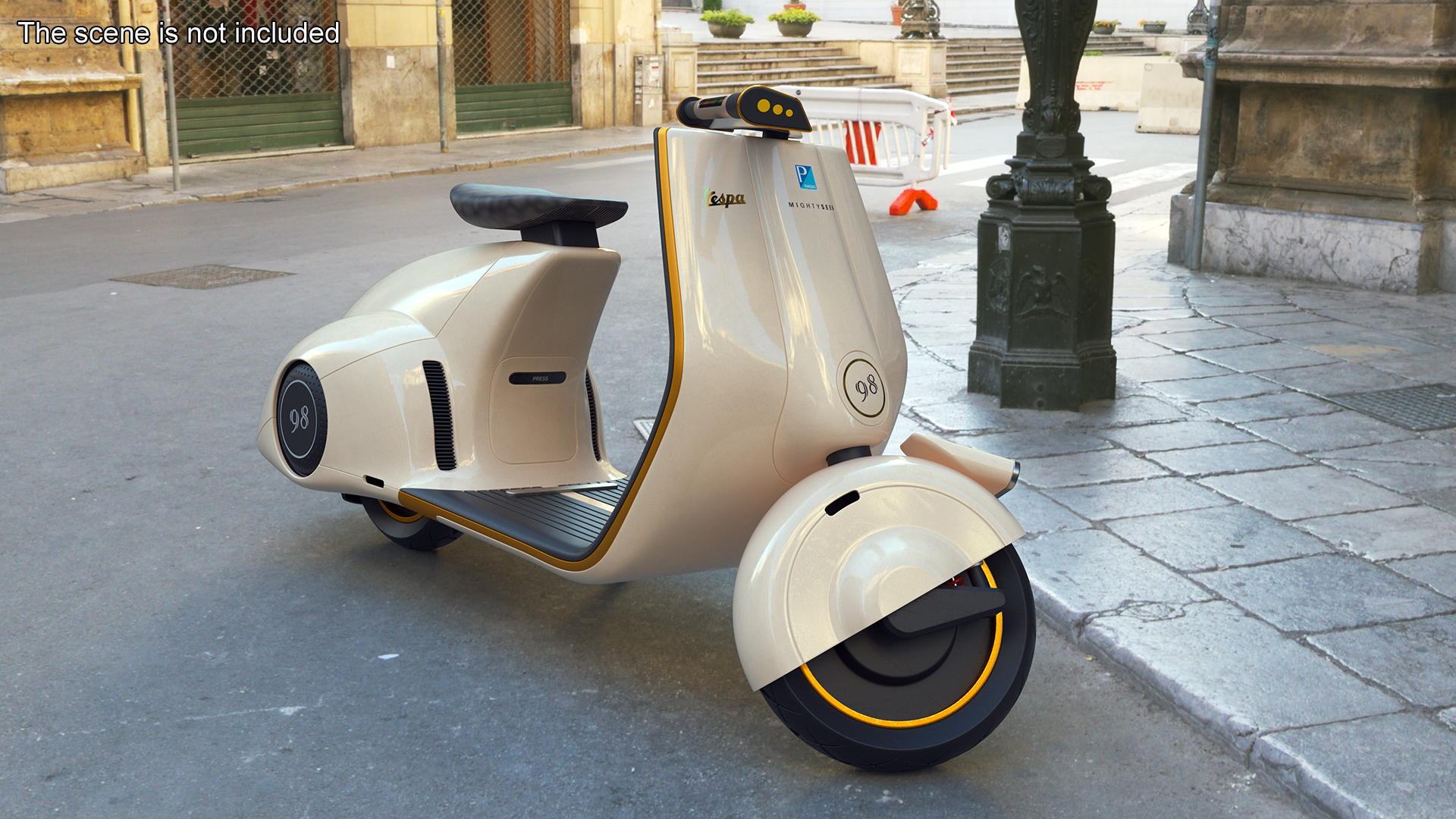 3D Concept Electric Scooter Vespa 98 Beige Rigged