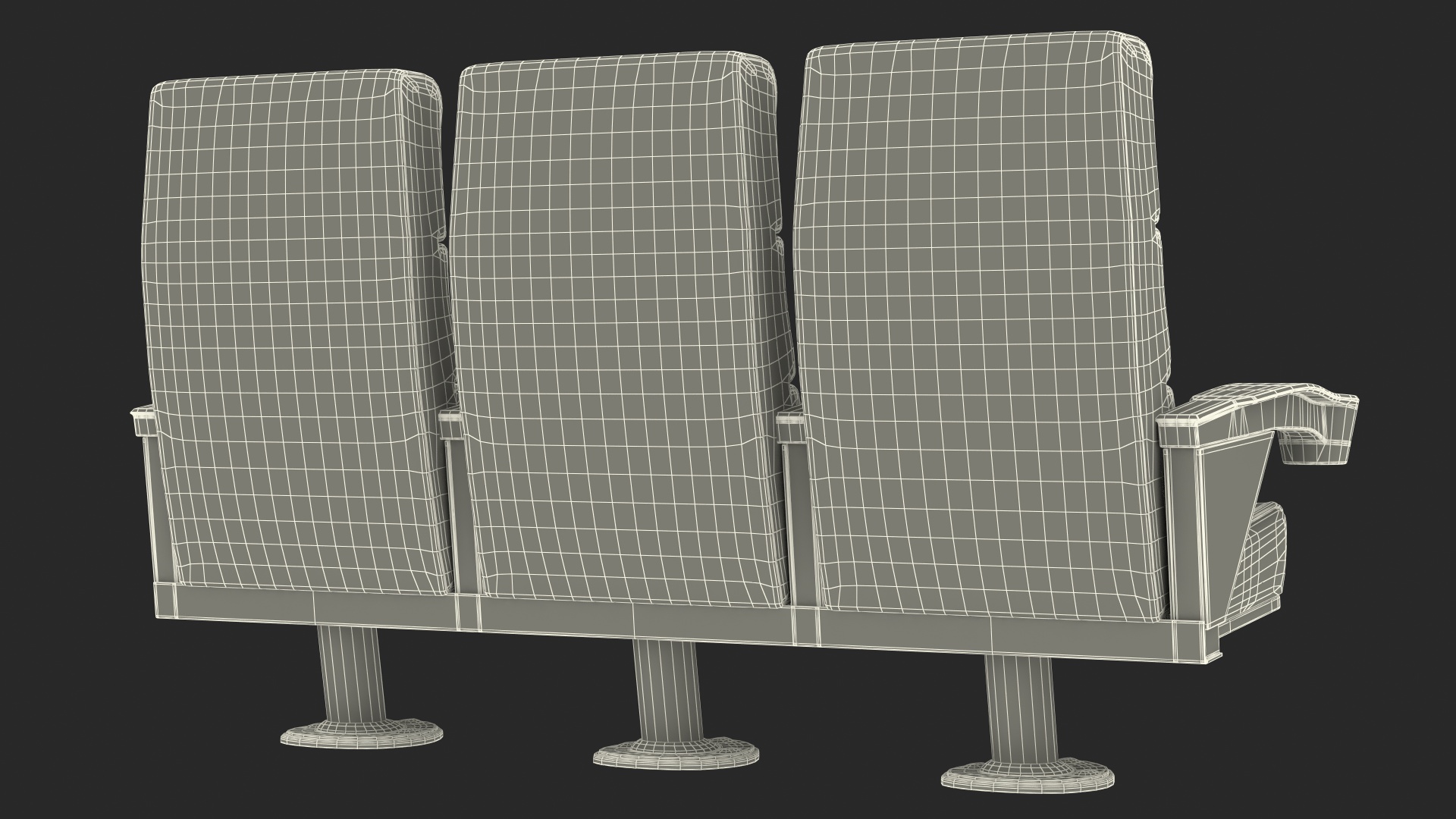3D model Phantom P40 Leather Cinema Chairs for Three Places