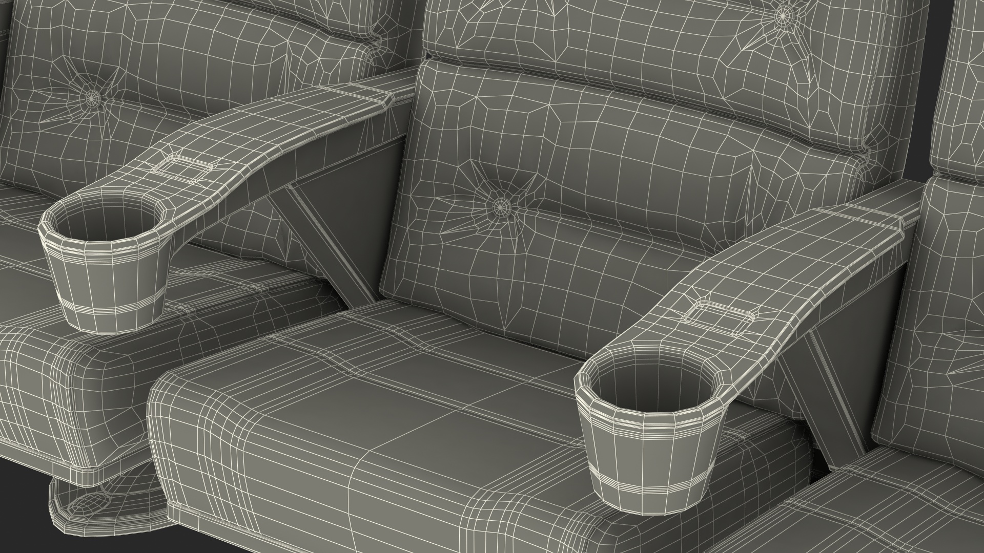 3D model Phantom P40 Leather Cinema Chairs for Three Places