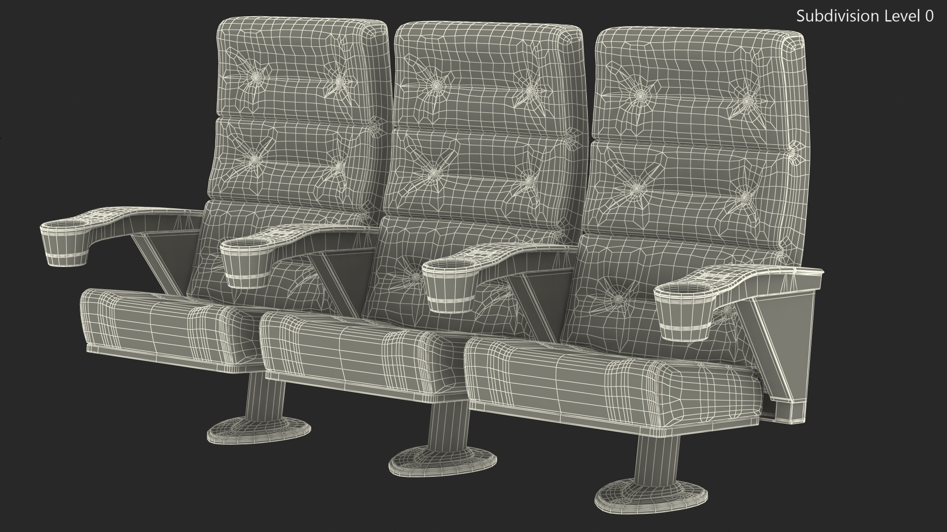 3D model Phantom P40 Leather Cinema Chairs for Three Places