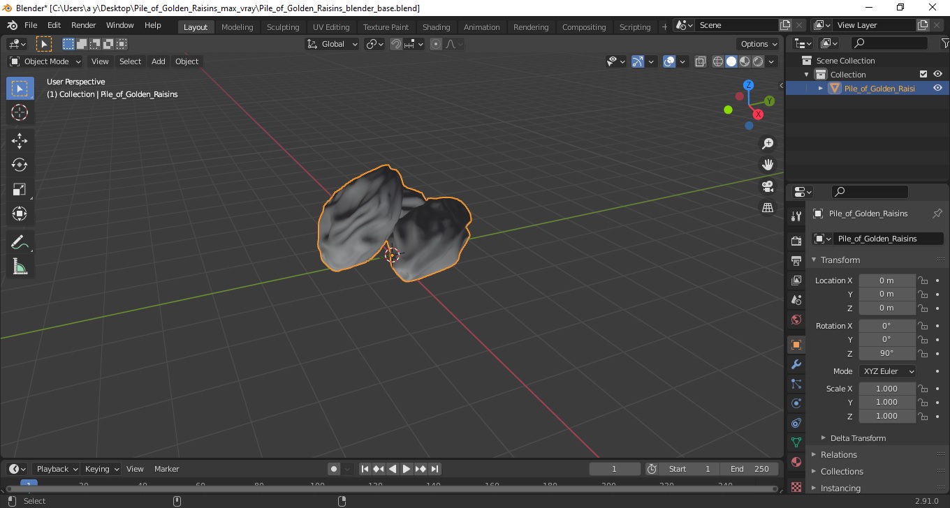 Pile of Golden Raisins 3D