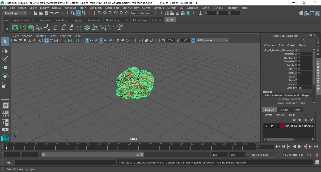 Pile of Golden Raisins 3D