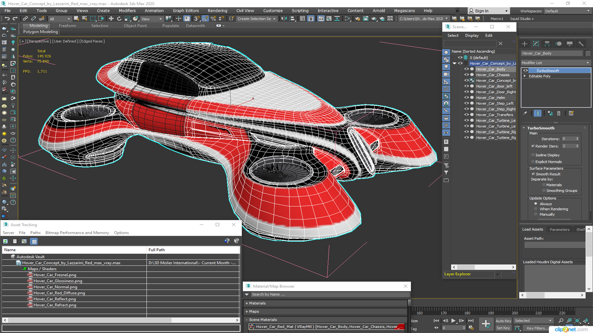 Hover Car Concept by Lazzarini Red 3D model