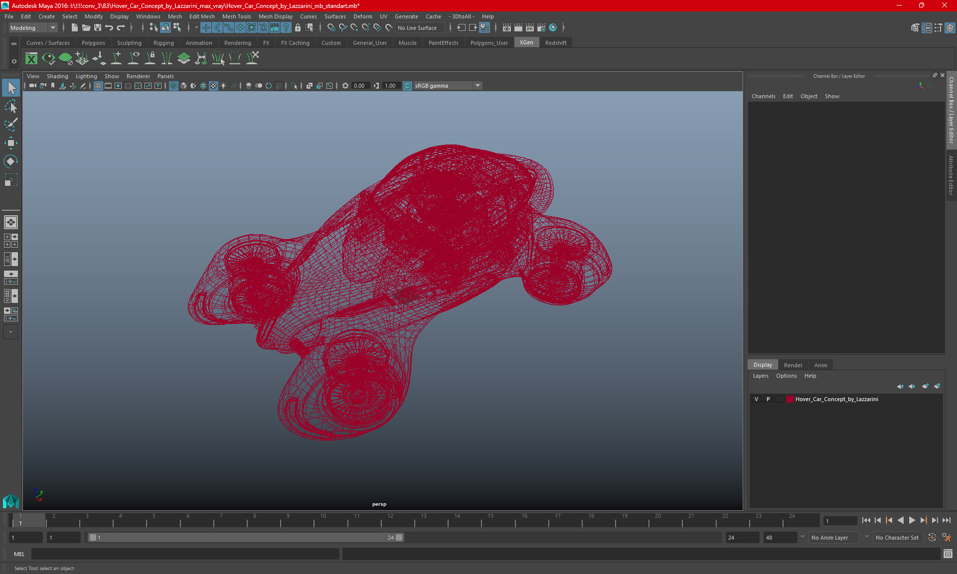 Hover Car Concept by Lazzarini Red 3D model