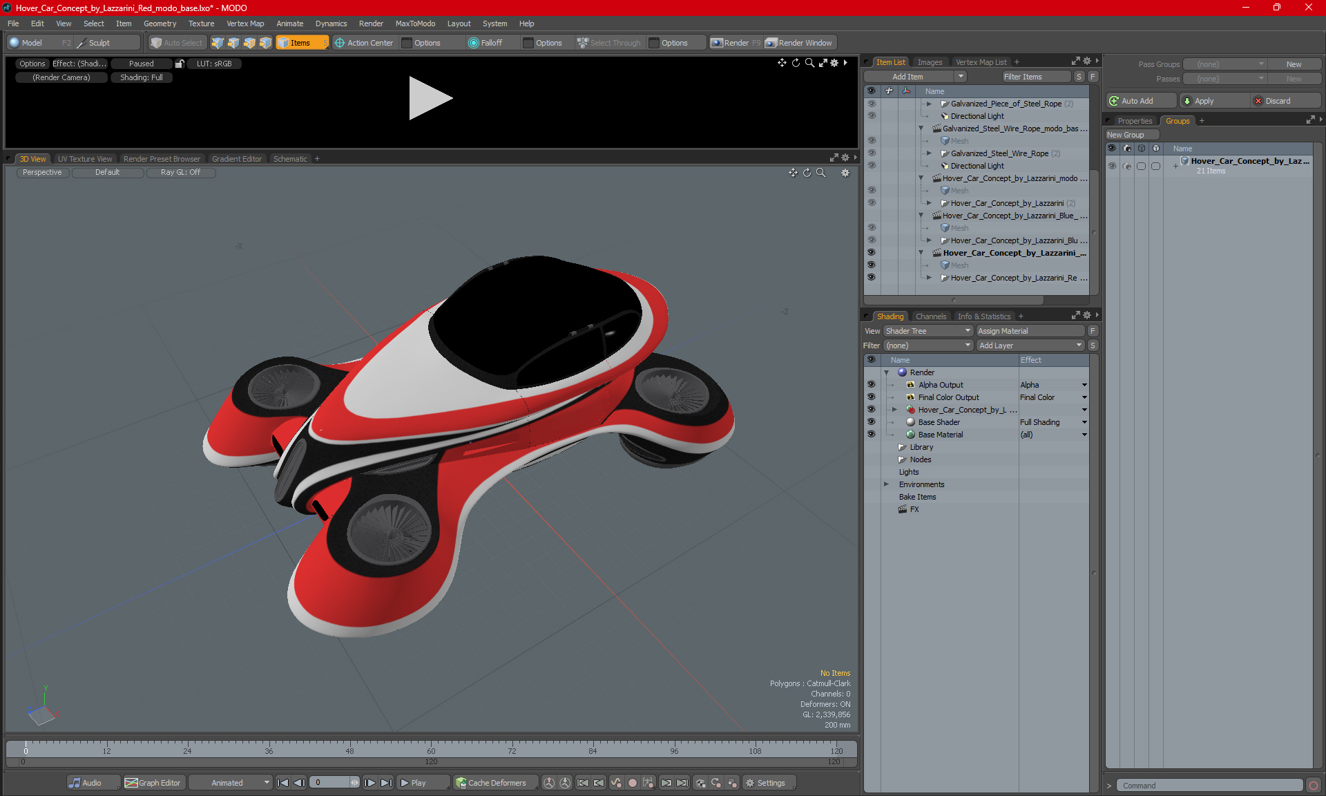 Hover Car Concept by Lazzarini Red 3D model